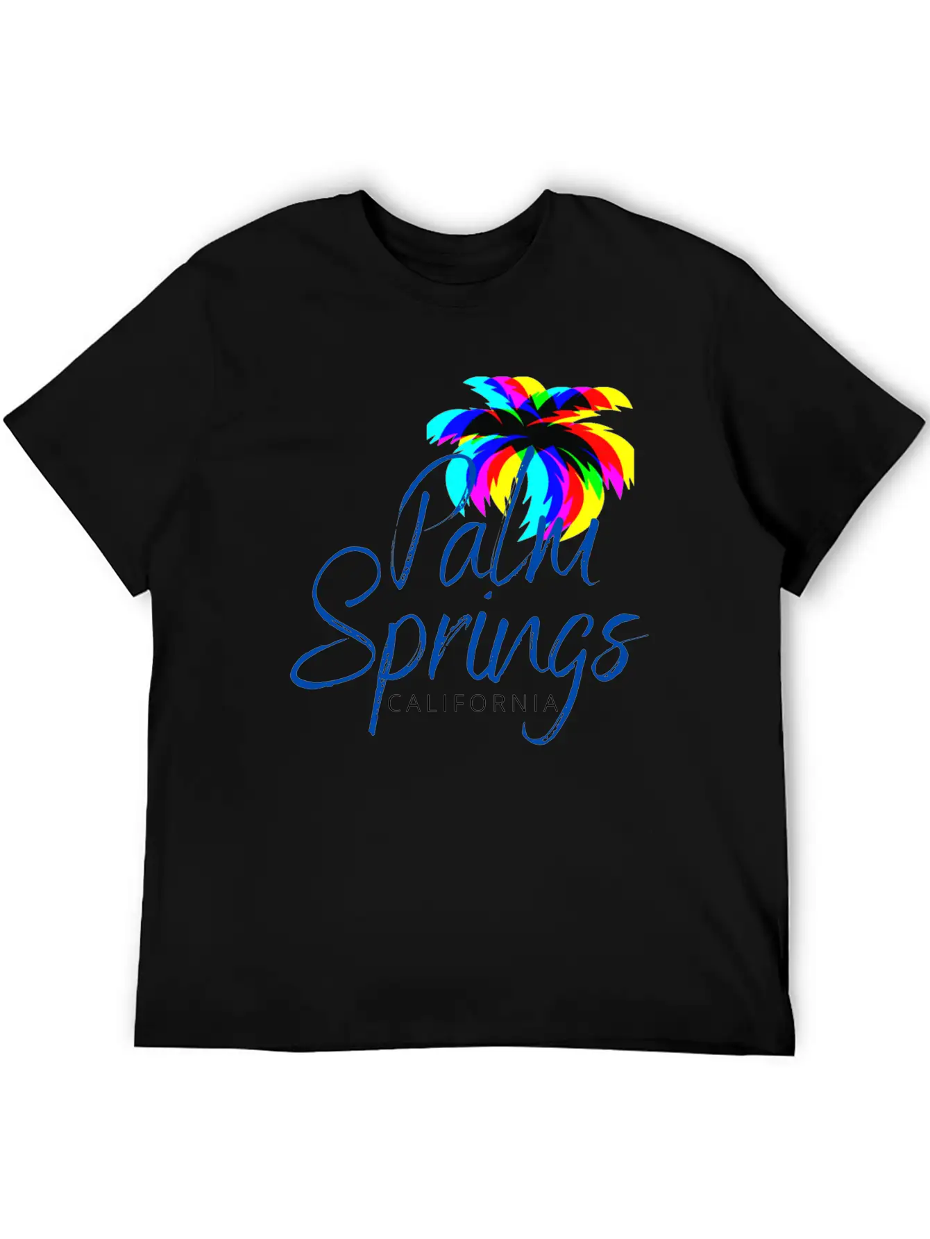 Palm Springs Neon Tree (Blue) Unisex Casual T-Shirt – Clean Design For Daily Comfort