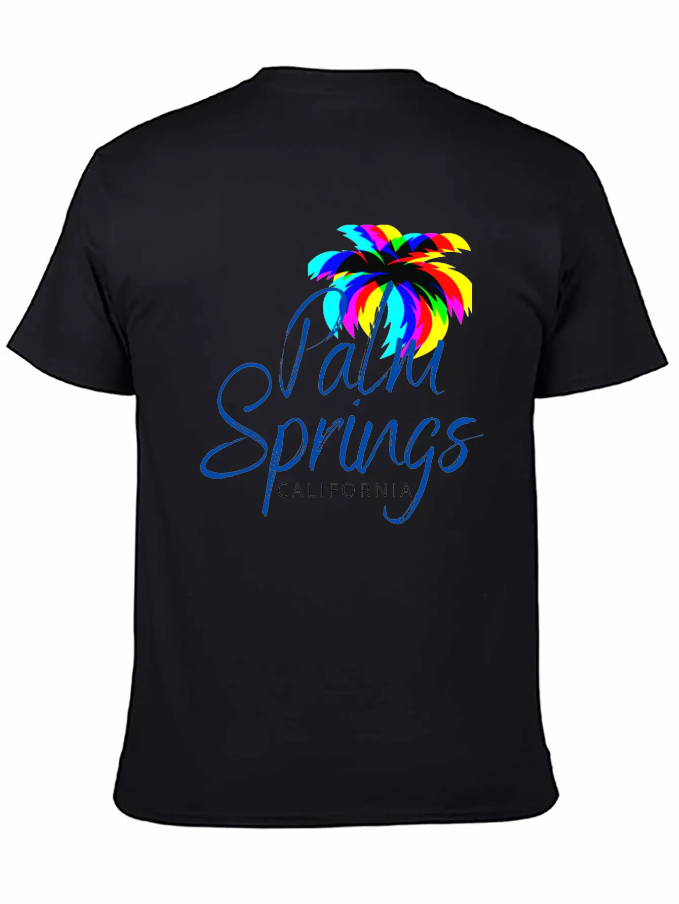 Palm Springs Neon Tree (Blue) Unisex Casual T-Shirt – Clean Design For Daily Comfort