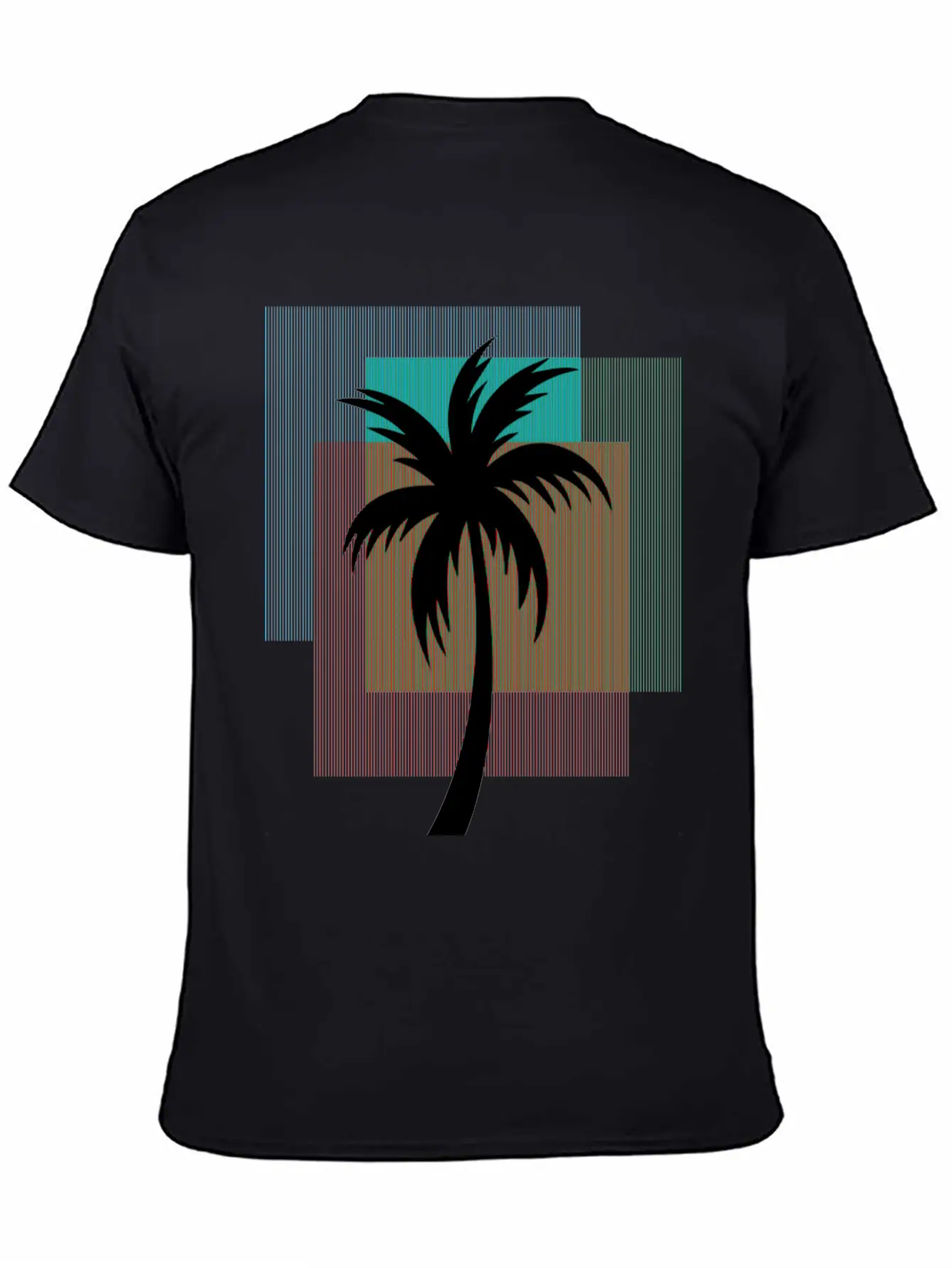 Palm Tree In Colorful Geometric Shapes Casual Graphic T-Shirt – Simple And Comfortable Daily Wear