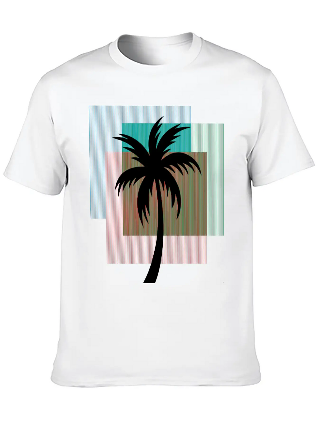 Palm Tree In Colorful Geometric Shapes Casual Graphic T-Shirt – Simple And Comfortable Daily Wear