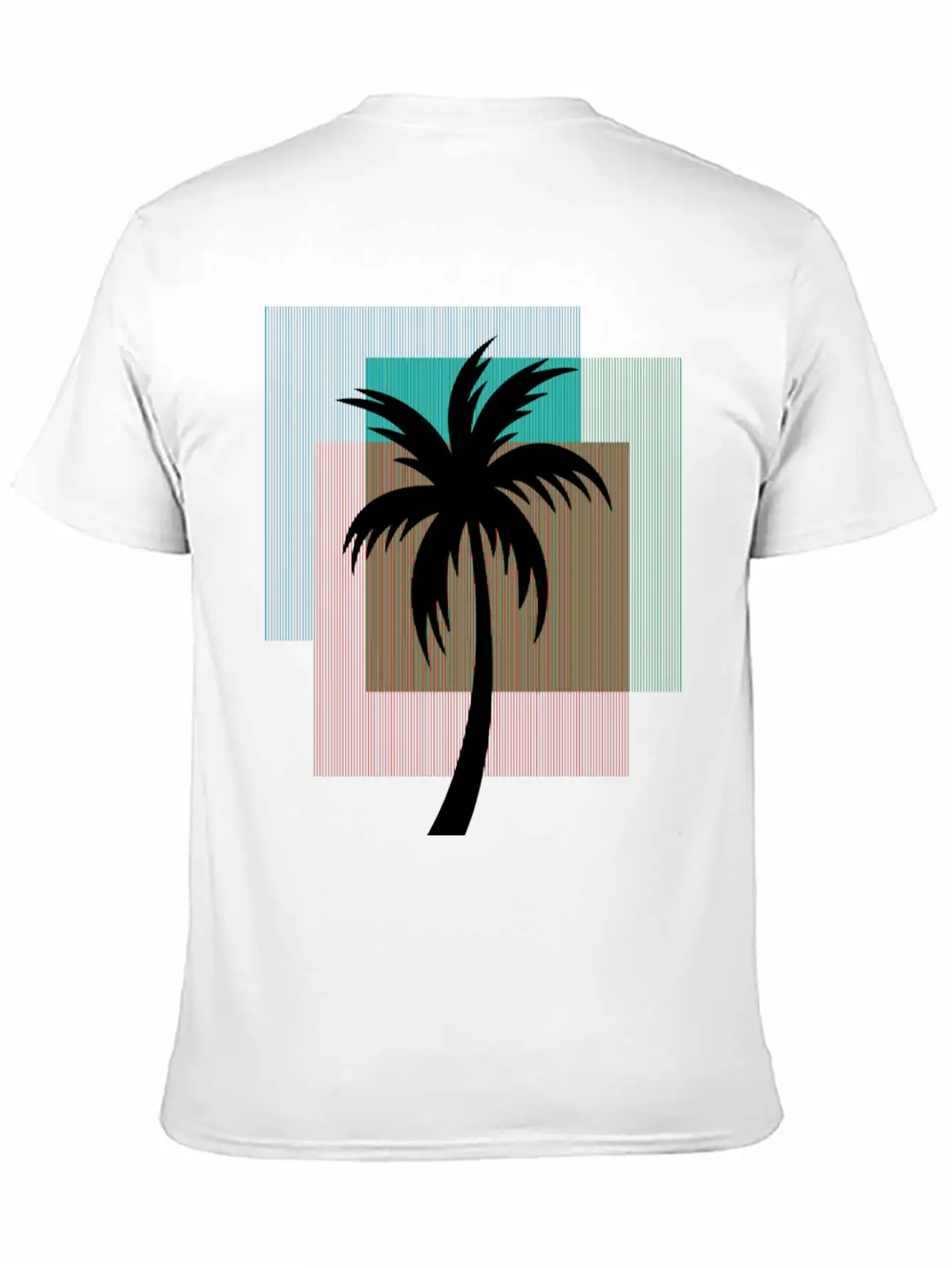 Palm Tree In Colorful Geometric Shapes Casual Graphic T-Shirt – Simple And Comfortable Daily Wear