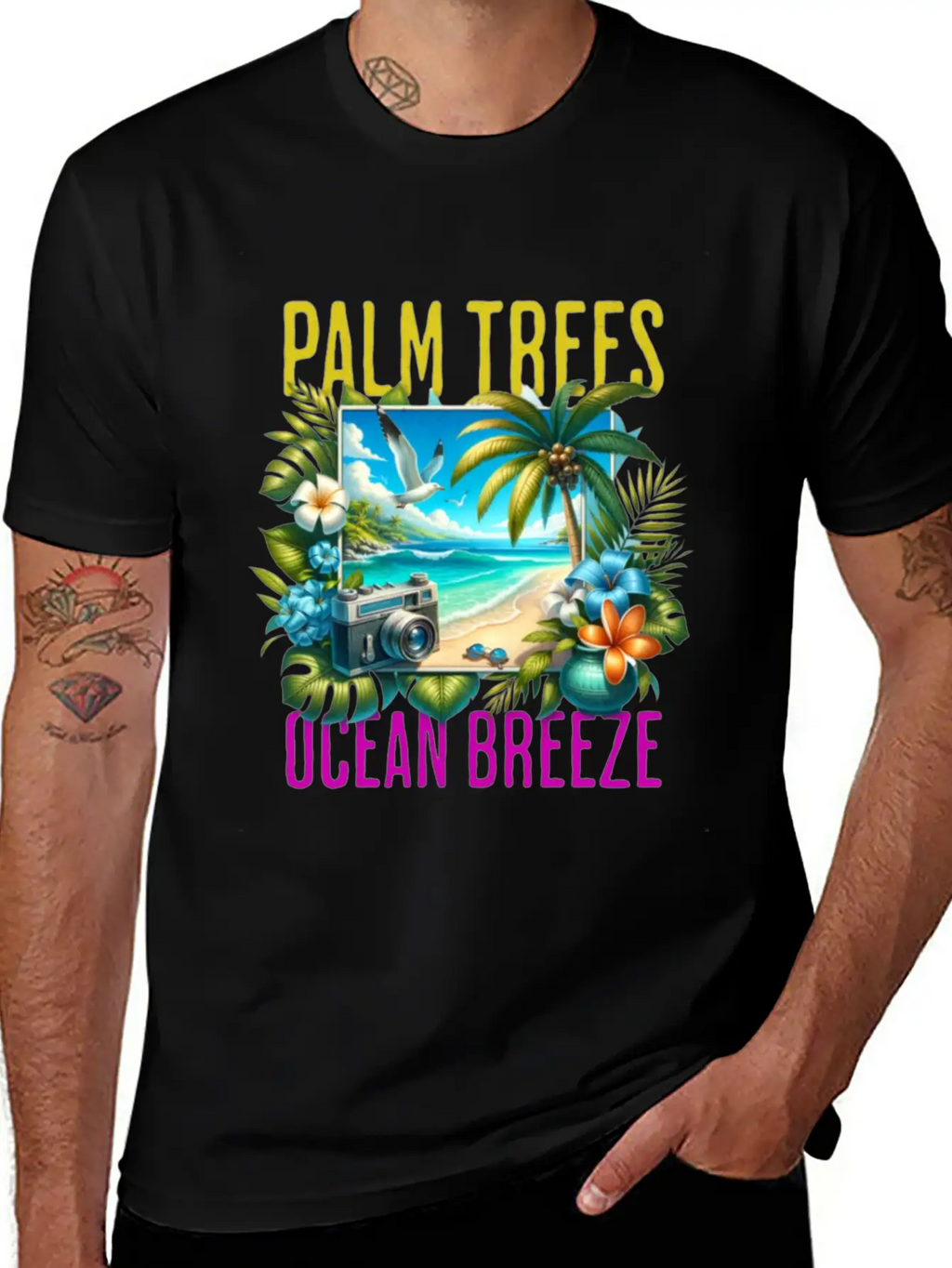 Palm Trees & Ocean Breeze Casual Graphic T-Shirt – Simple And Comfortable Daily Wear