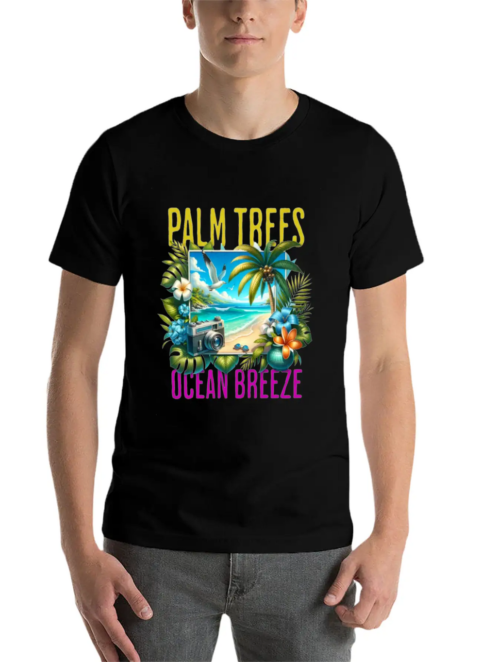 Palm Trees & Ocean Breeze Casual Graphic T-Shirt – Simple And Comfortable Daily Wear