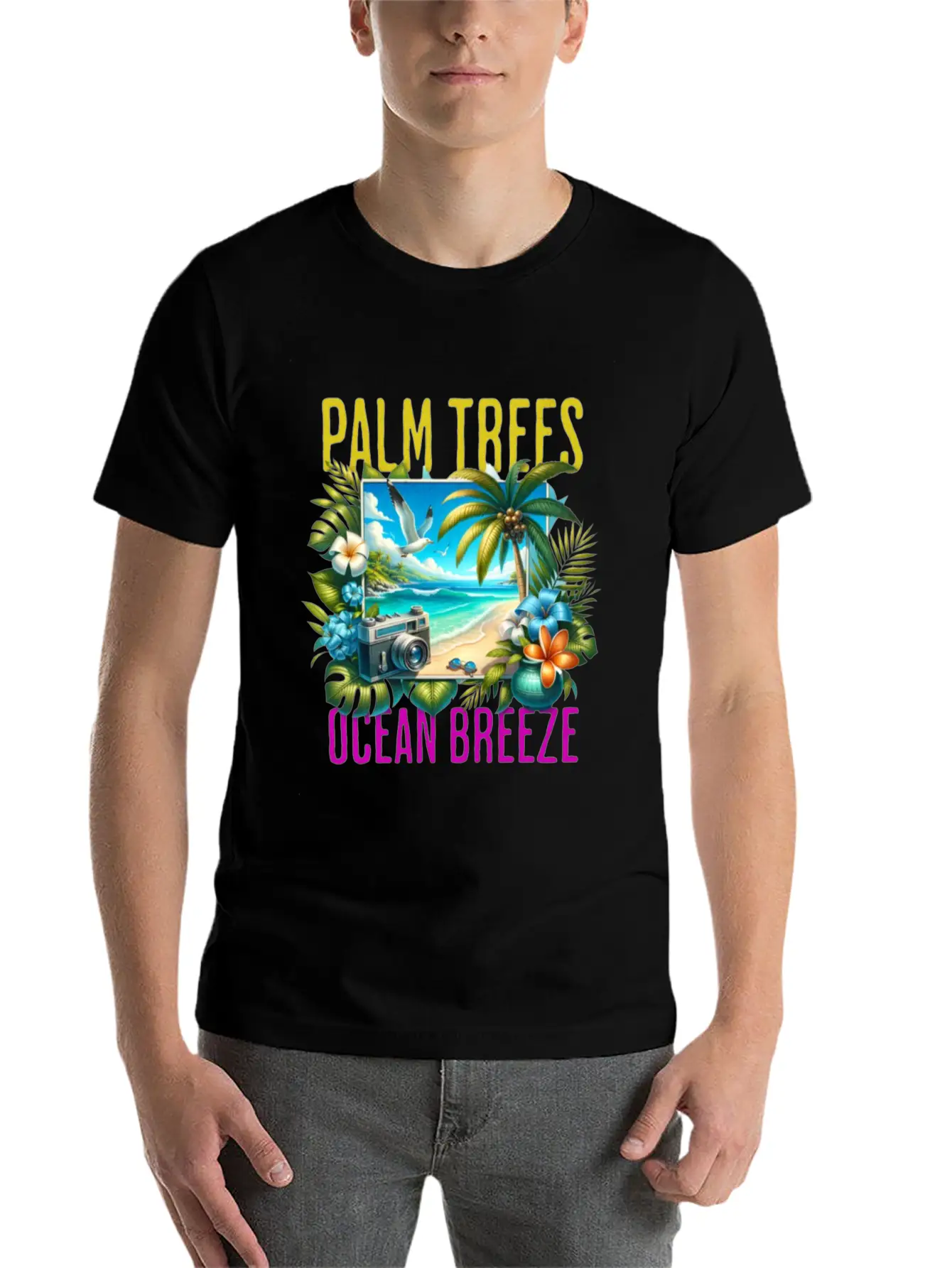 Palm Trees & Ocean Breeze Casual Graphic T-Shirt – Simple And Comfortable Daily Wear