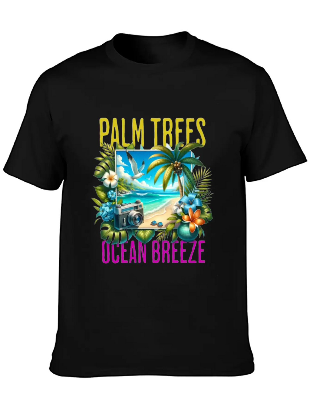 Palm Trees & Ocean Breeze Casual Graphic T-Shirt – Simple And Comfortable Daily Wear