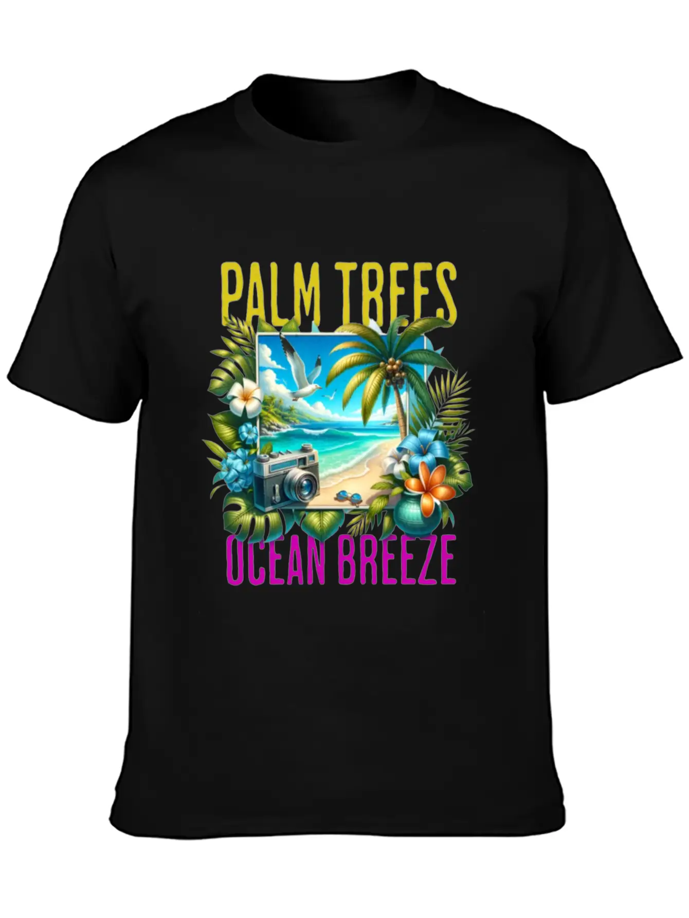 Palm Trees & Ocean Breeze Casual Graphic T-Shirt – Simple And Comfortable Daily Wear