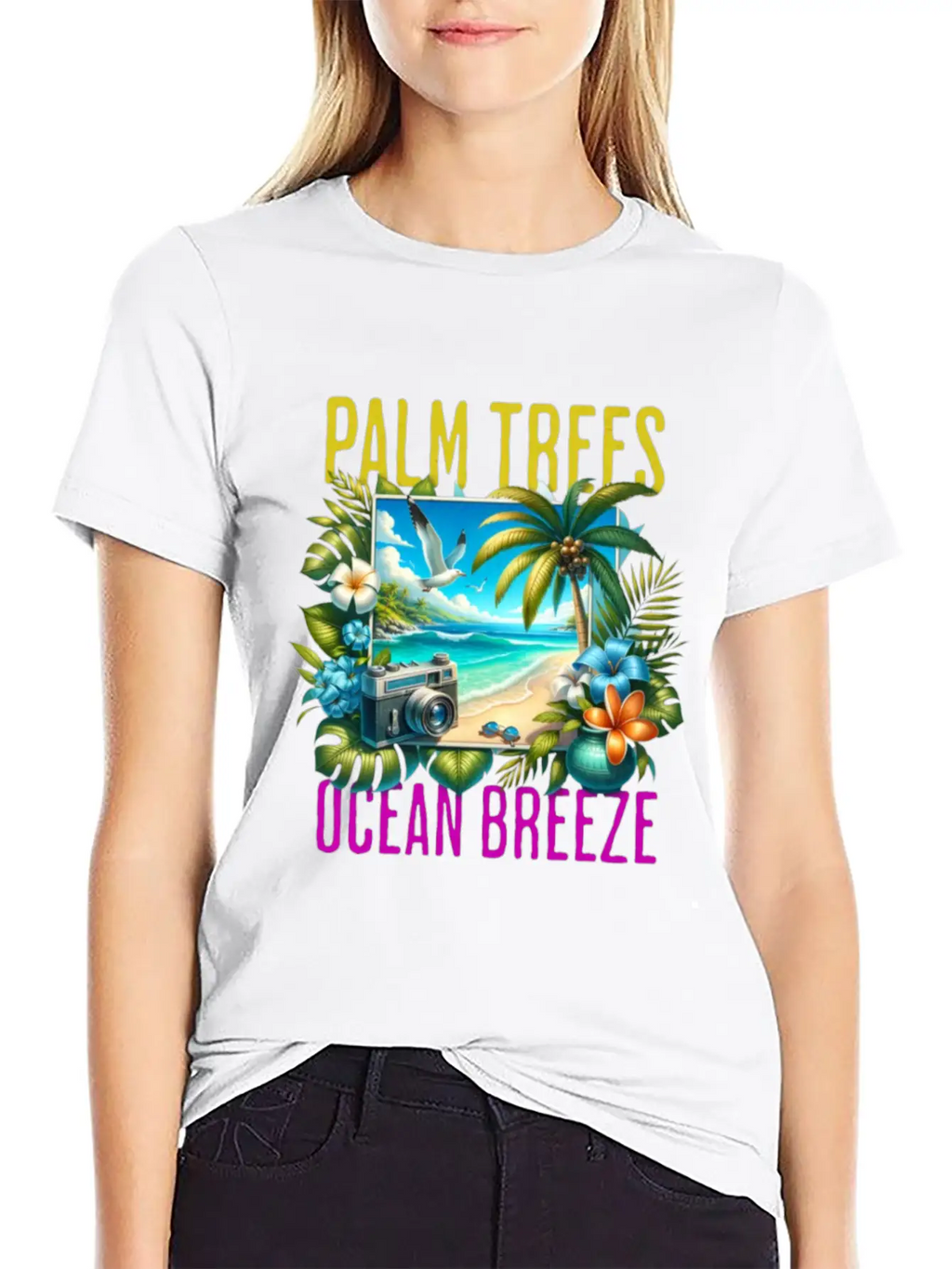 Palm Trees & Ocean Breeze Casual Graphic T-Shirt – Simple And Comfortable Daily Wear