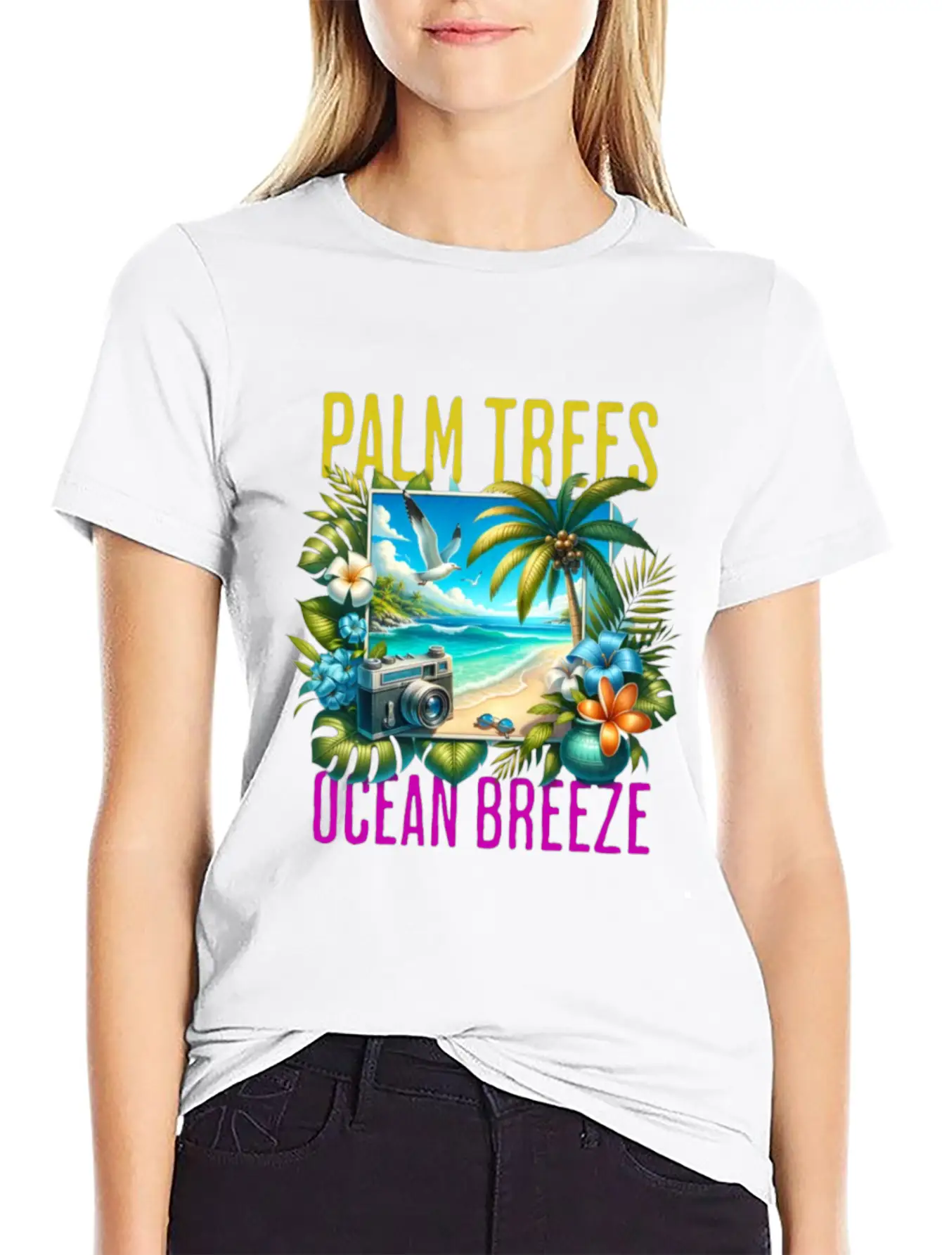 Palm Trees & Ocean Breeze Casual Graphic T-Shirt – Simple And Comfortable Daily Wear