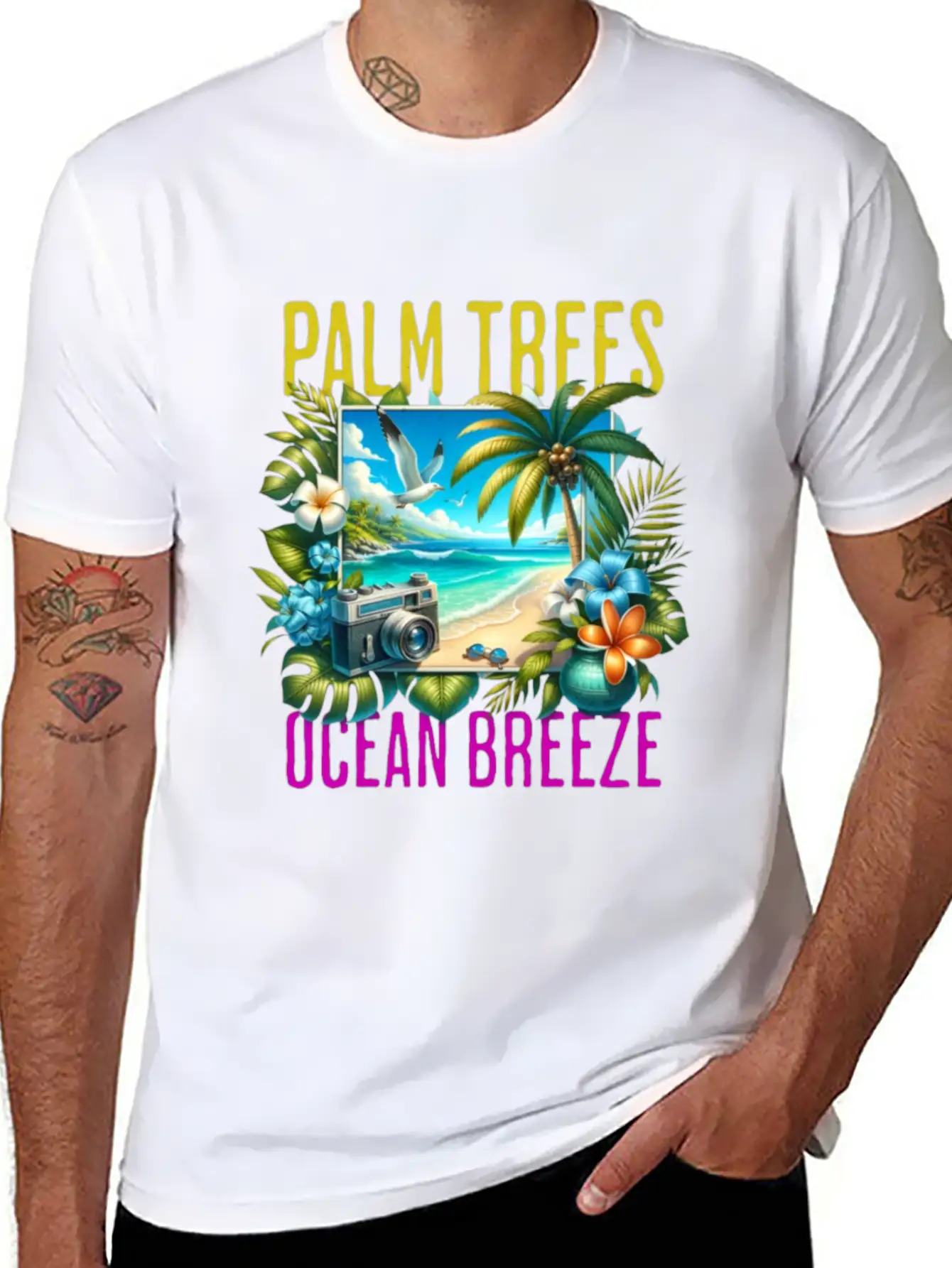Palm Trees & Ocean Breeze Casual Graphic T-Shirt – Simple And Comfortable Daily Wear