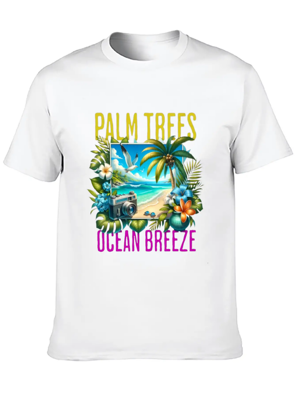 Palm Trees & Ocean Breeze Casual Graphic T-Shirt – Simple And Comfortable Daily Wear