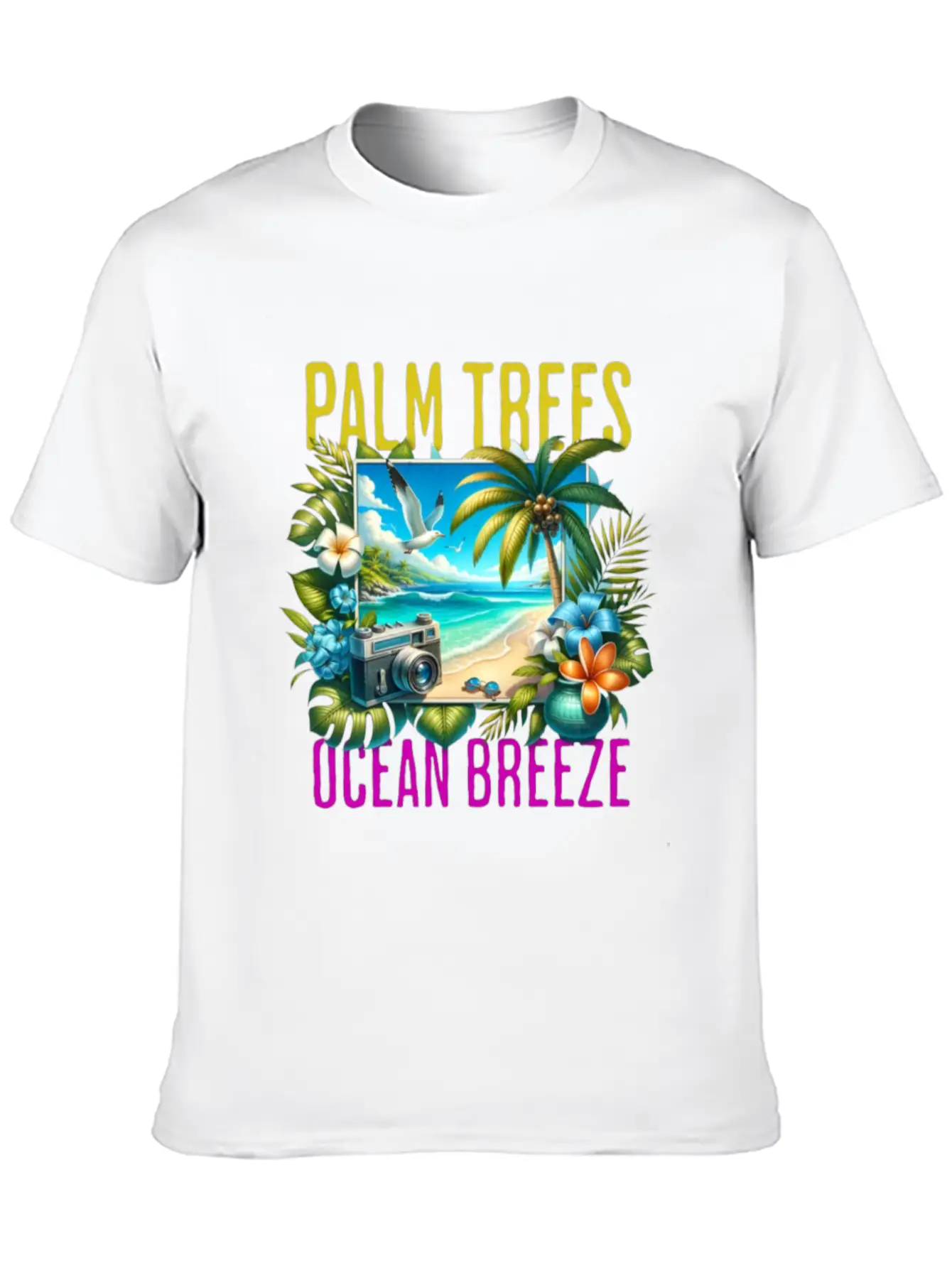 Palm Trees & Ocean Breeze Casual Graphic T-Shirt – Simple And Comfortable Daily Wear