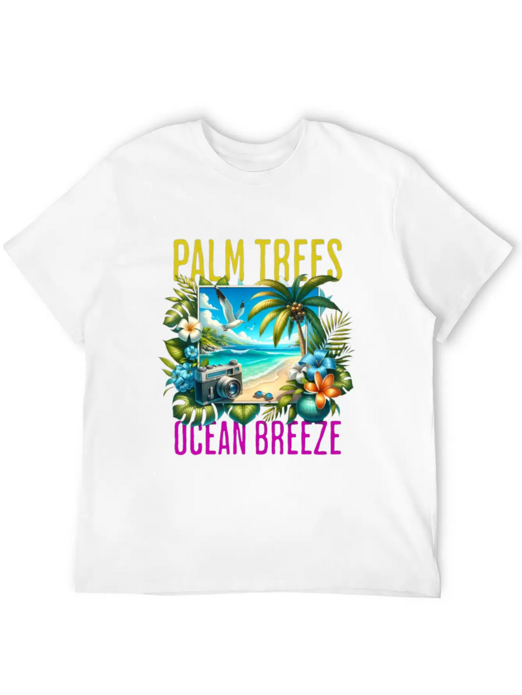 Palm Trees & Ocean Breeze Casual Graphic T-Shirt – Simple And Comfortable Daily Wear