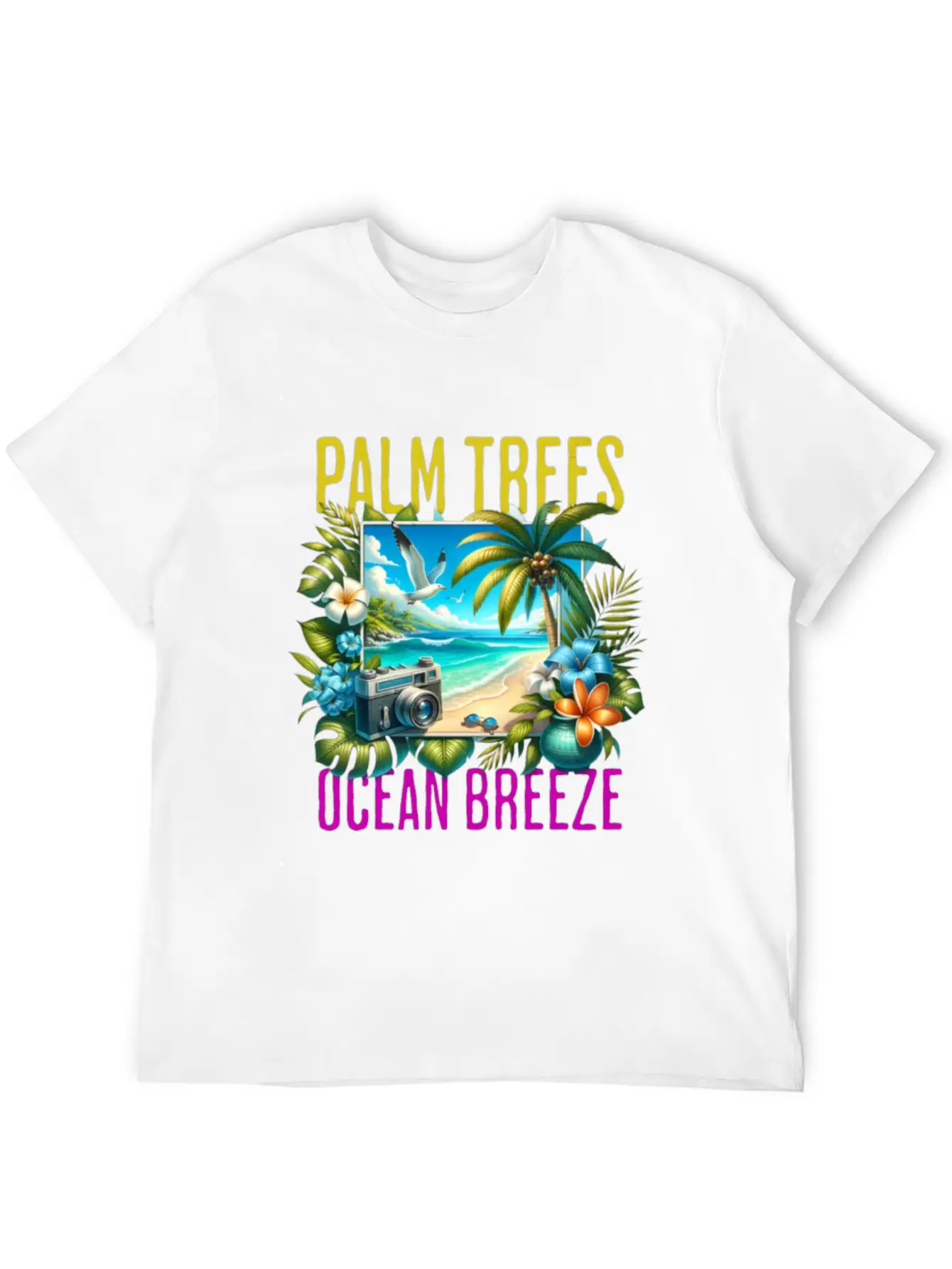 Palm Trees & Ocean Breeze Casual Graphic T-Shirt – Simple And Comfortable Daily Wear