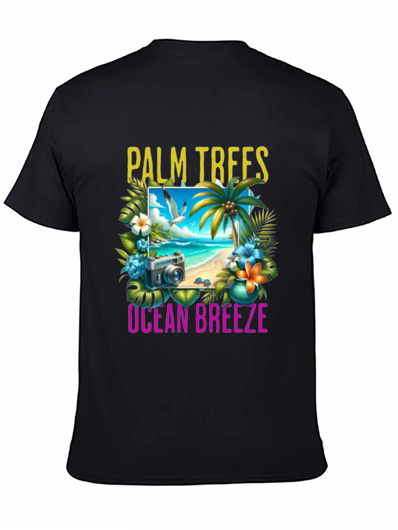 Palm Trees & Ocean Breeze Casual Graphic T-Shirt – Simple And Comfortable Daily Wear