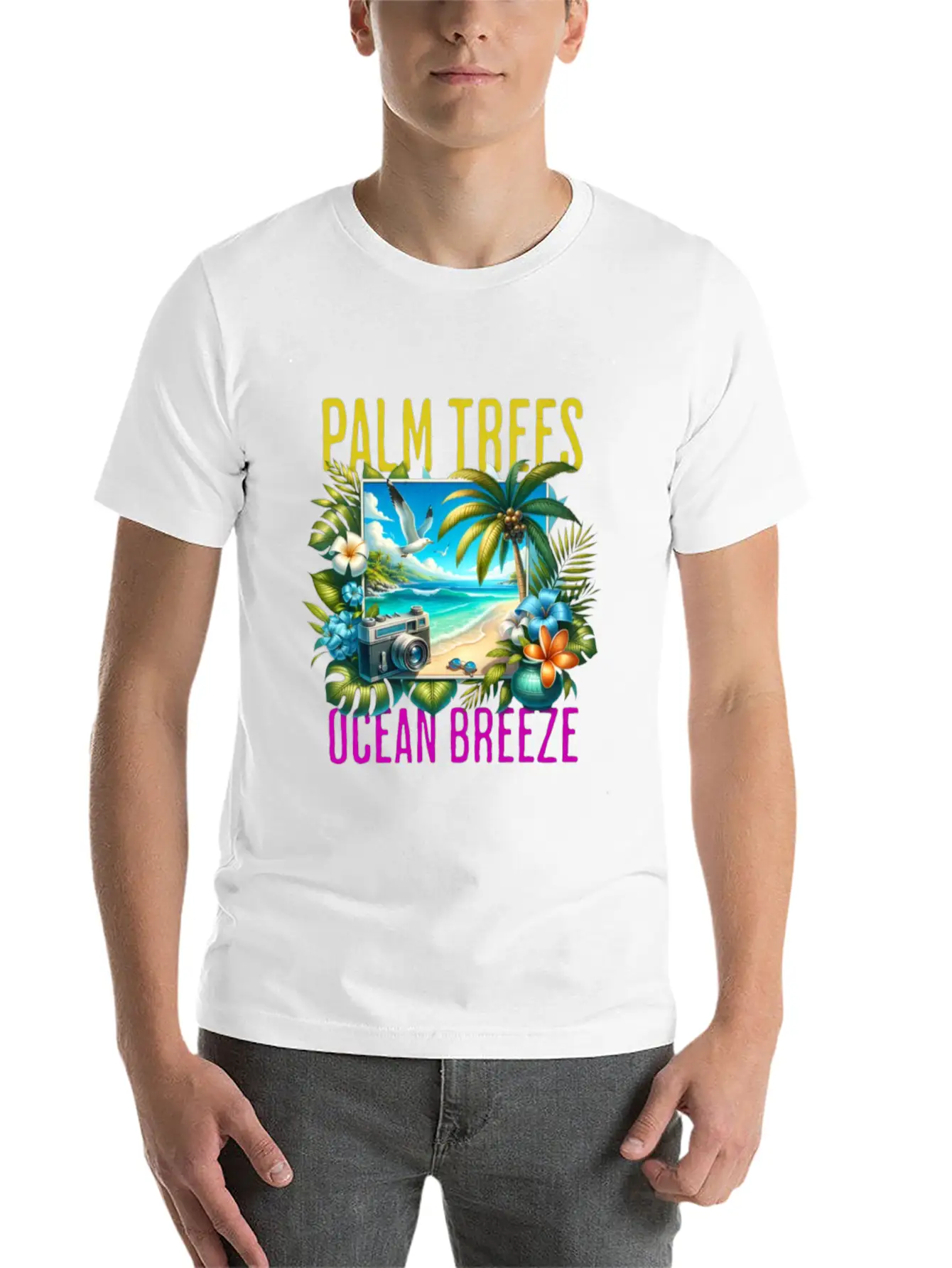 Palm Trees & Ocean Breeze Casual Graphic T-Shirt – Simple And Comfortable Daily Wear