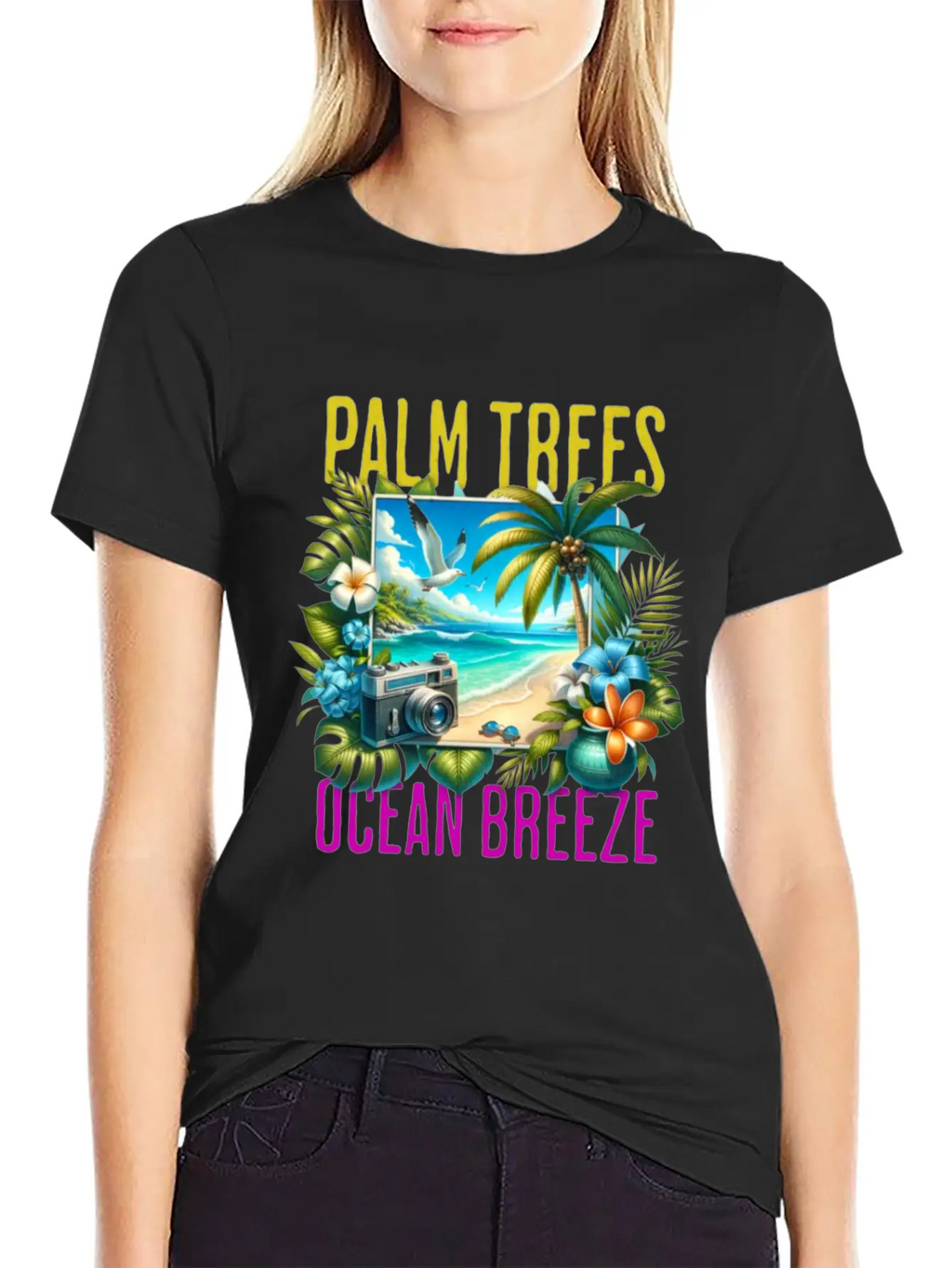 Palm Trees & Ocean Breeze Casual Graphic T-Shirt – Simple And Comfortable Daily Wear