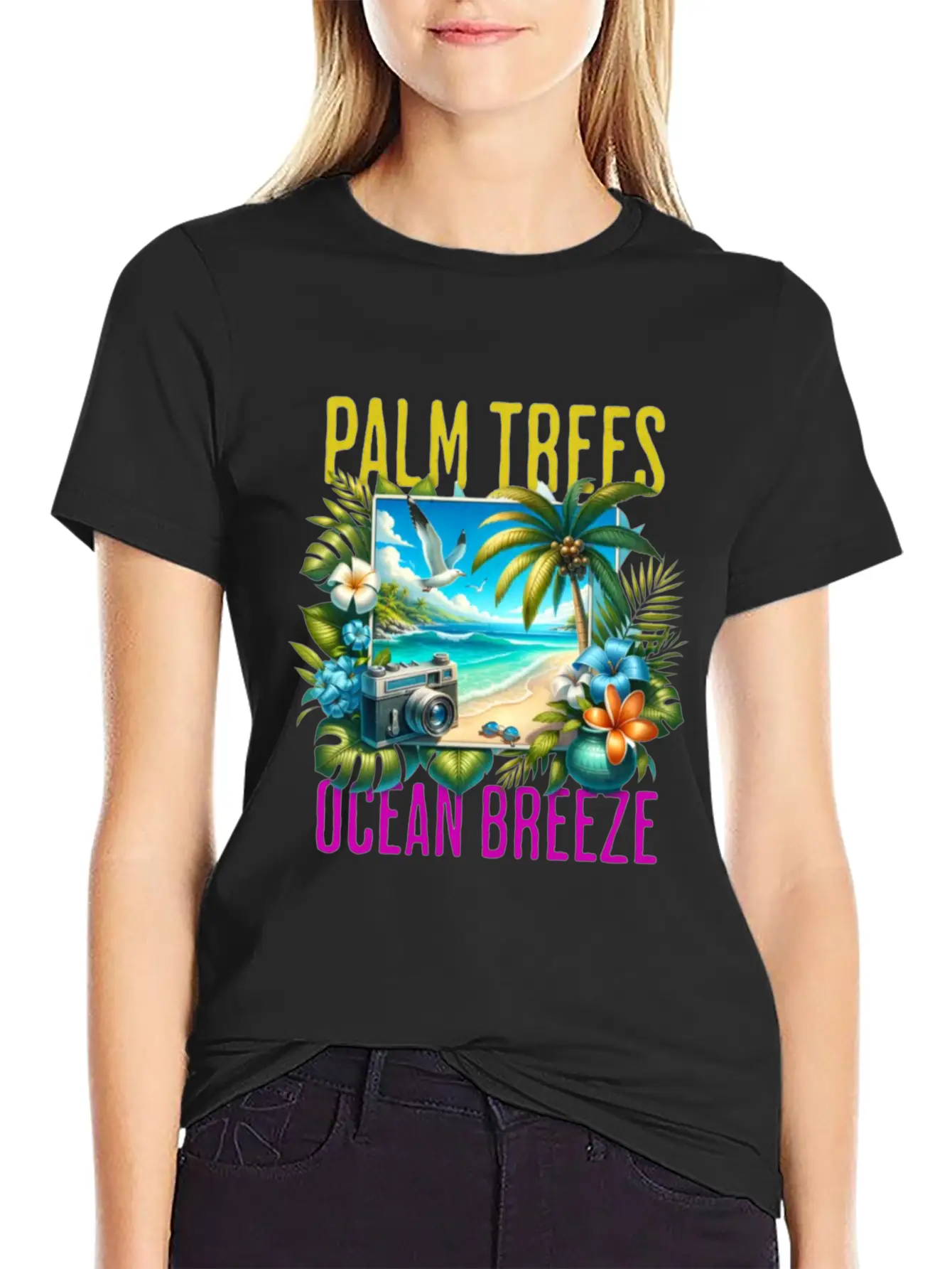 Palm Trees & Ocean Breeze Casual Graphic T-Shirt – Simple And Comfortable Daily Wear