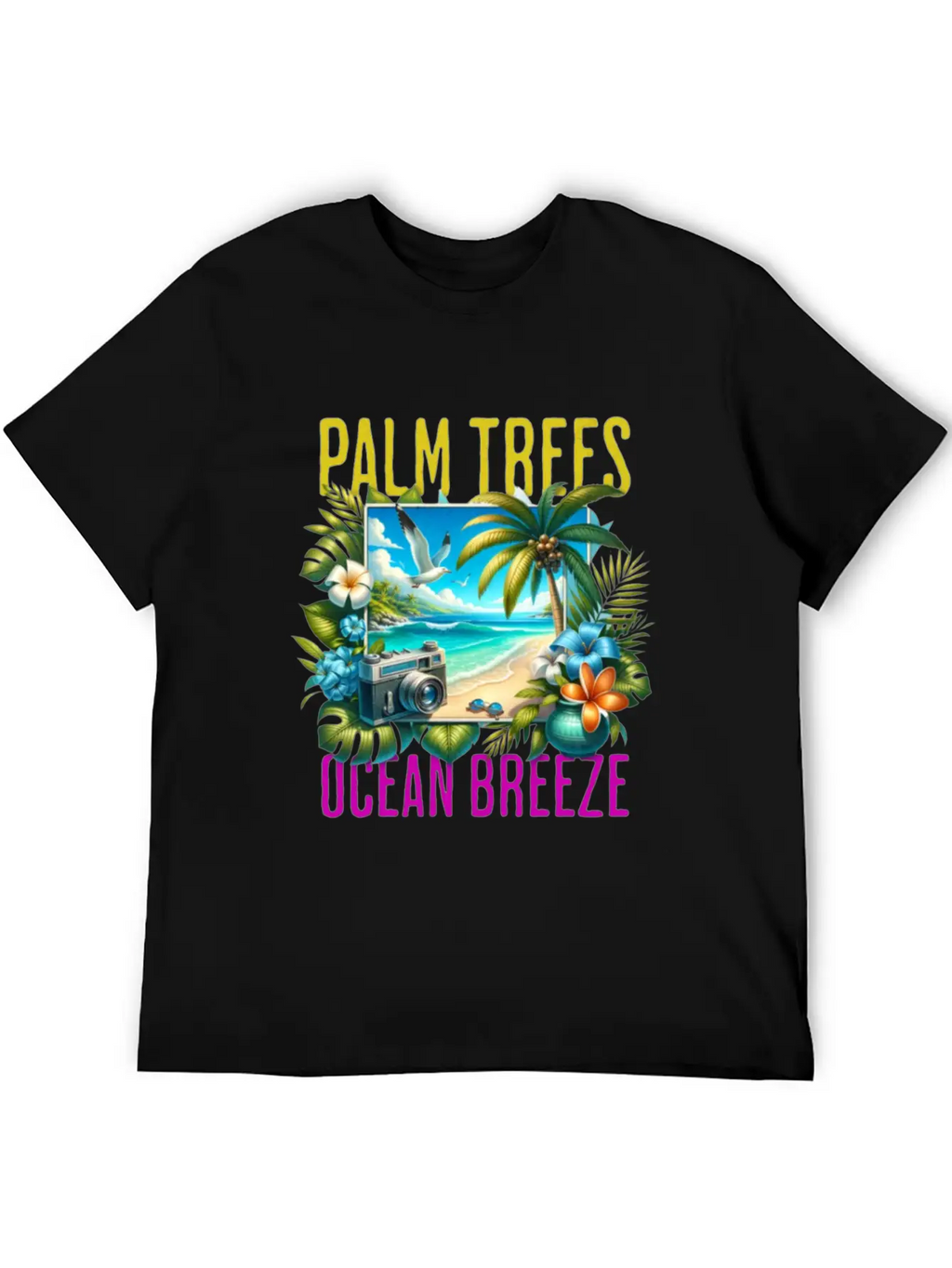 Palm Trees & Ocean Breeze Casual Graphic T-Shirt – Simple And Comfortable Daily Wear