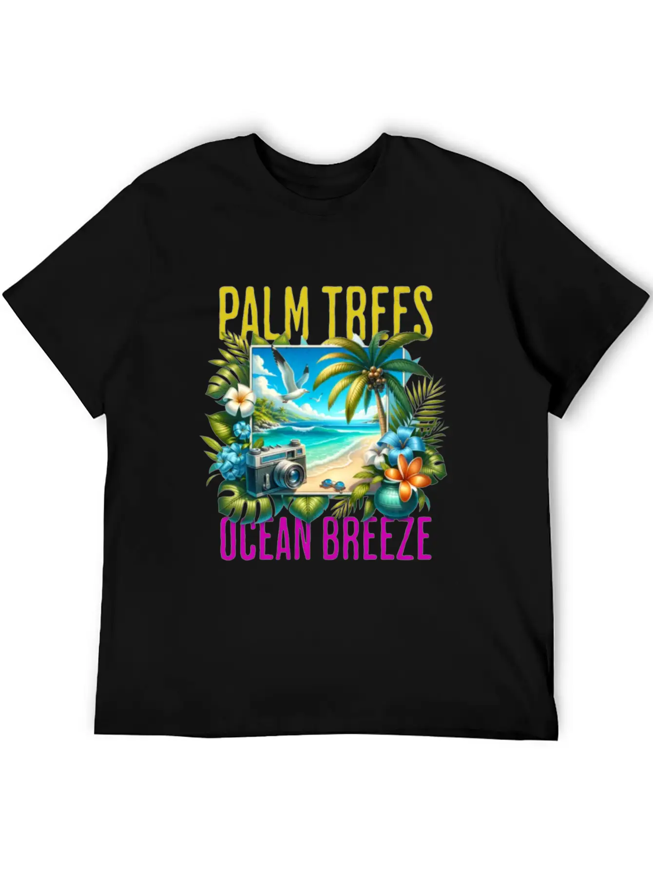 Palm Trees & Ocean Breeze Casual Graphic T-Shirt – Simple And Comfortable Daily Wear