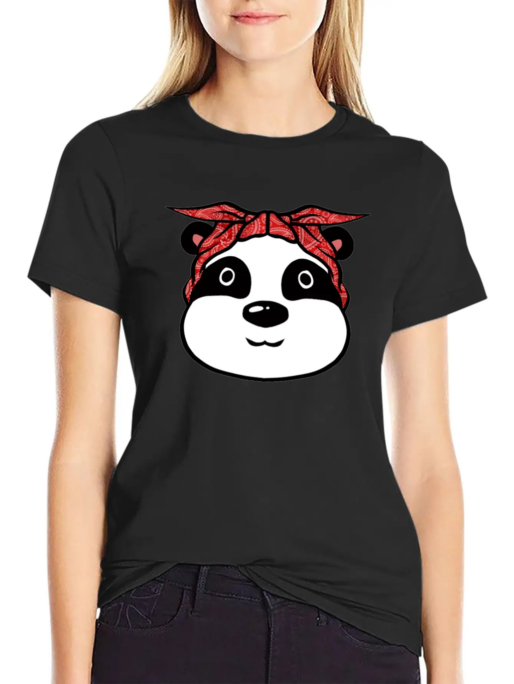 Panda Bandana T-Shirt Funny Cute Panda Bear Animal Breathable Soft Cotton T-Shirt – Timeless Casual Look