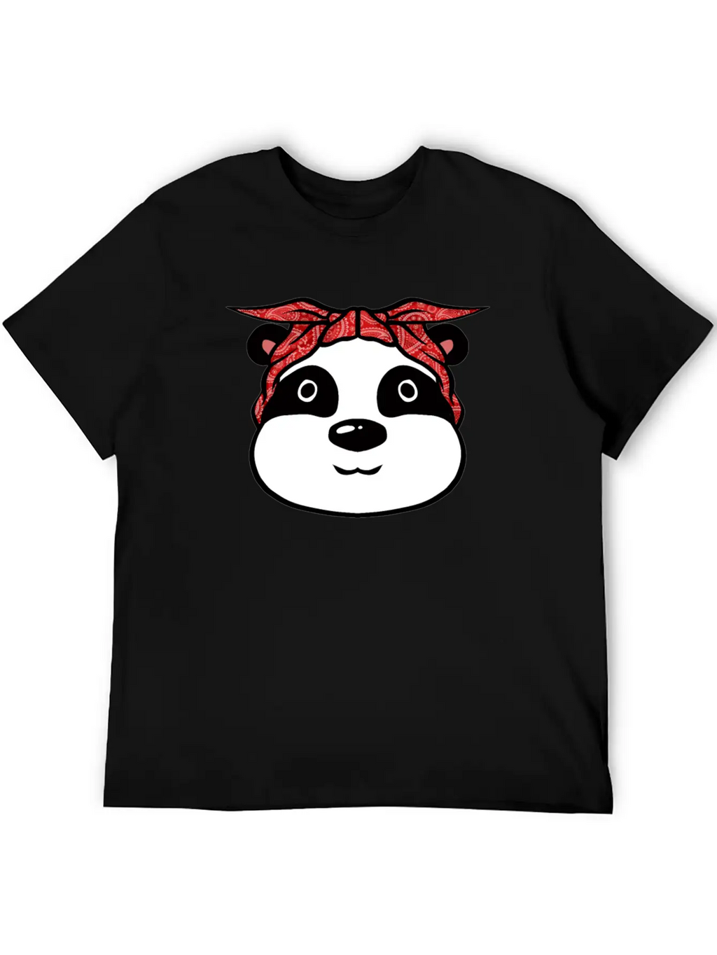 Panda Bandana T-Shirt Funny Cute Panda Bear Animal Breathable Soft Cotton T-Shirt – Timeless Casual Look