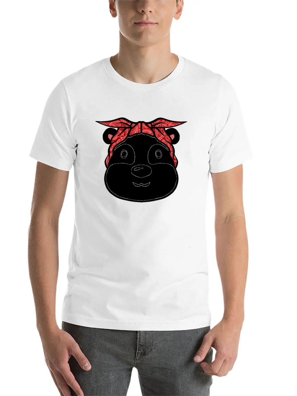 Panda Bandana T-Shirt Funny Cute Panda Bear Animal Breathable Soft Cotton T-Shirt – Timeless Casual Look