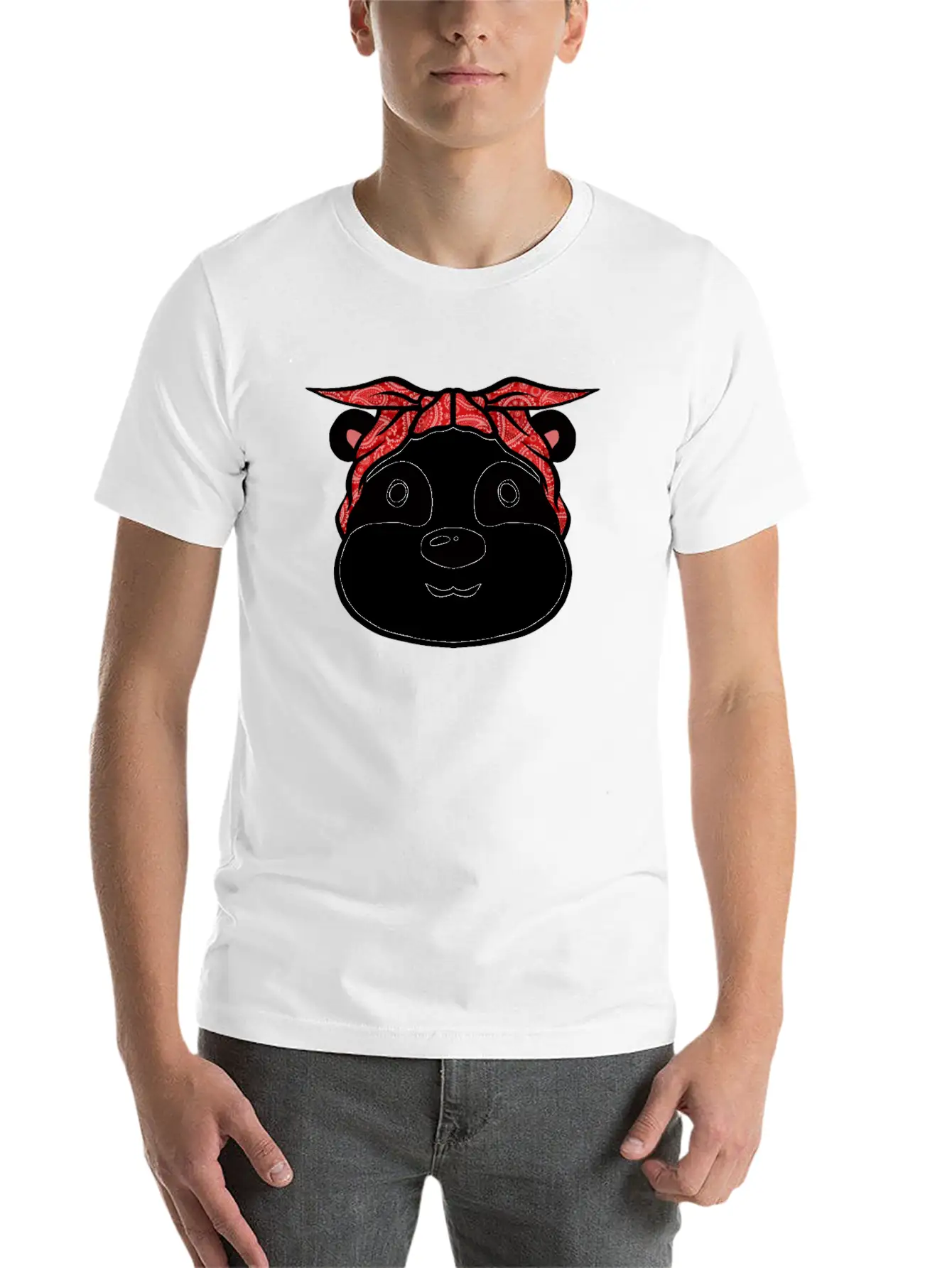 Panda Bandana T-Shirt Funny Cute Panda Bear Animal Breathable Soft Cotton T-Shirt – Timeless Casual Look