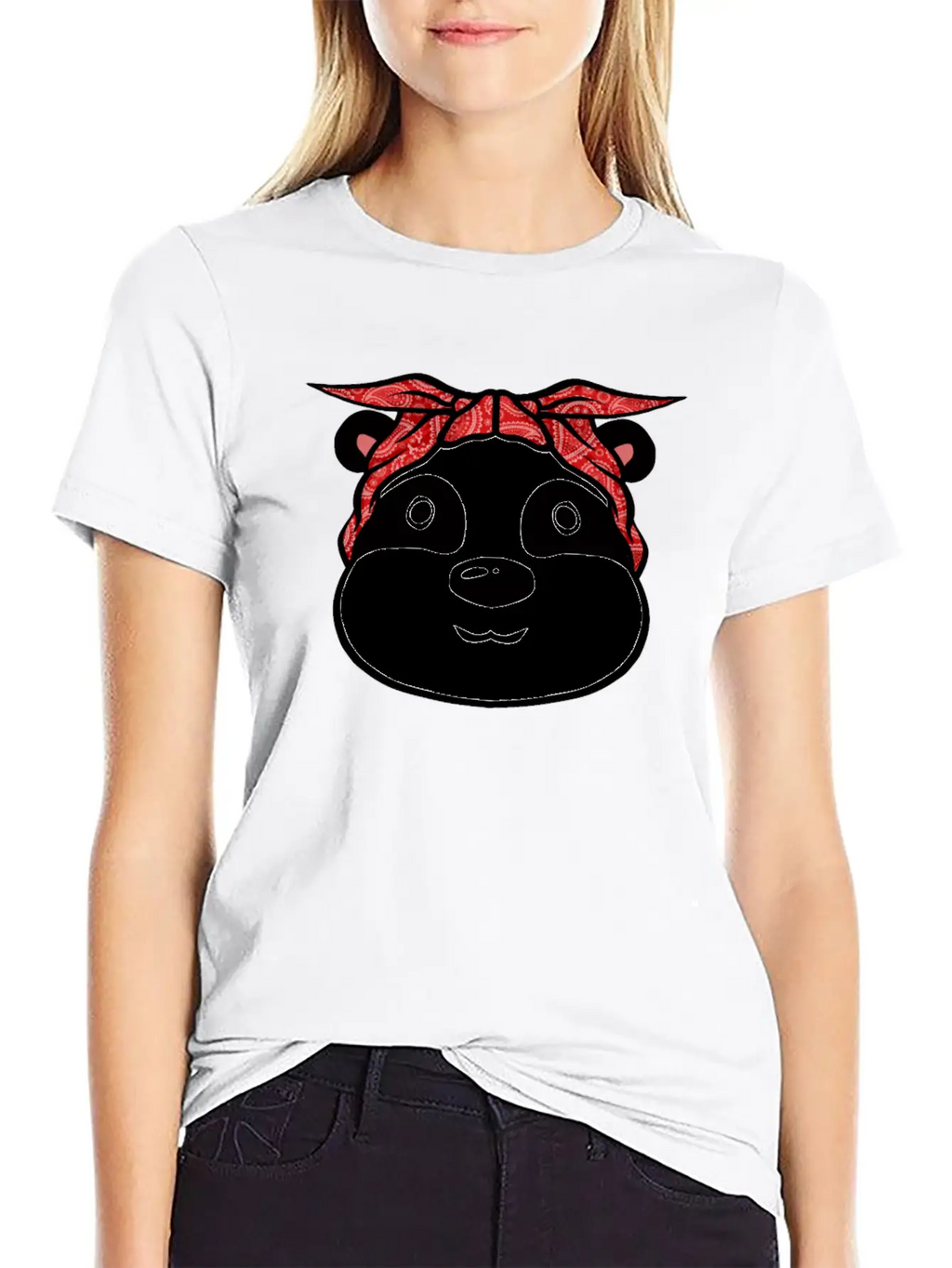 Panda Bandana T-Shirt Funny Cute Panda Bear Animal Breathable Soft Cotton T-Shirt – Timeless Casual Look
