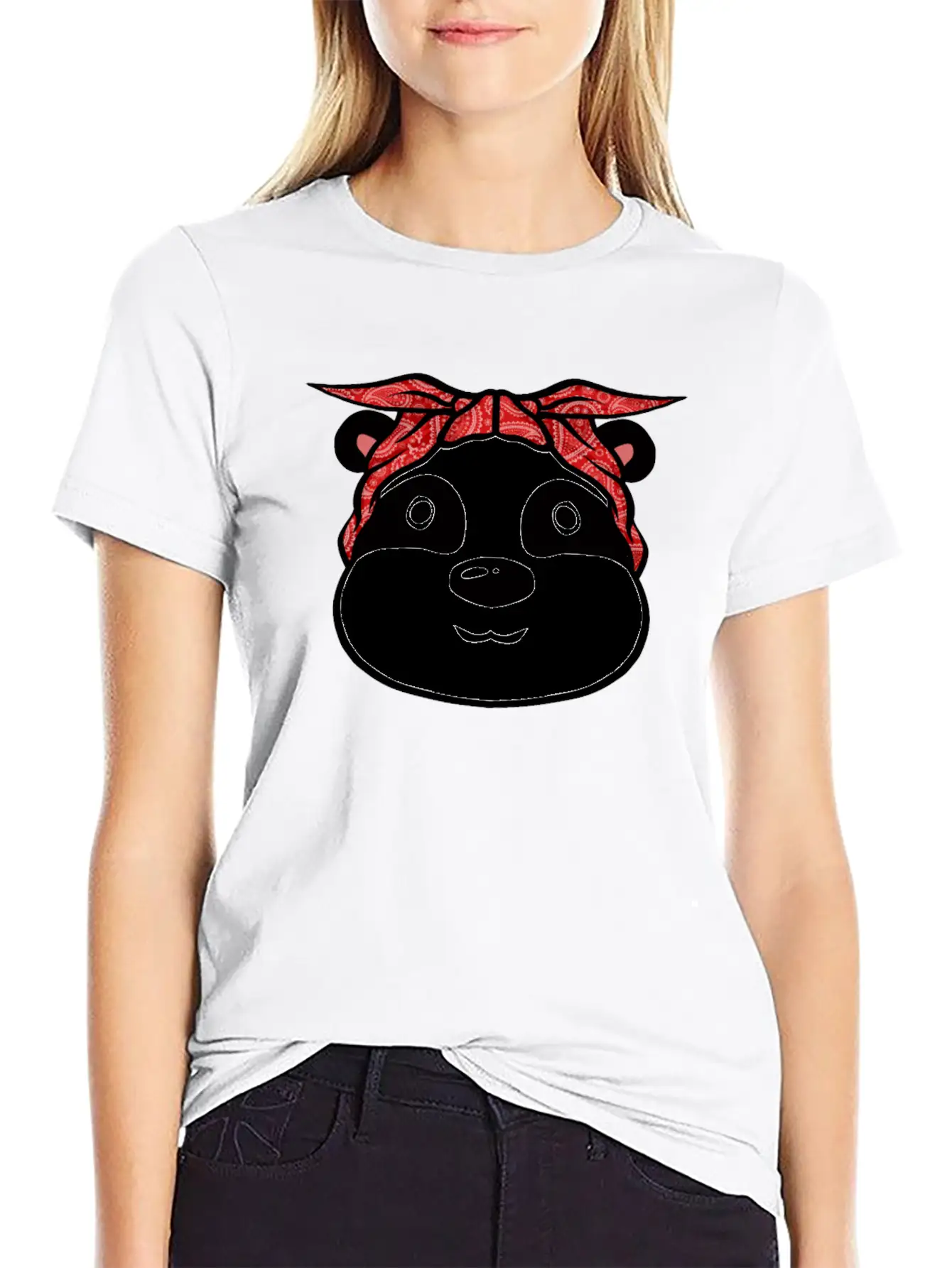 Panda Bandana T-Shirt Funny Cute Panda Bear Animal Breathable Soft Cotton T-Shirt – Timeless Casual Look