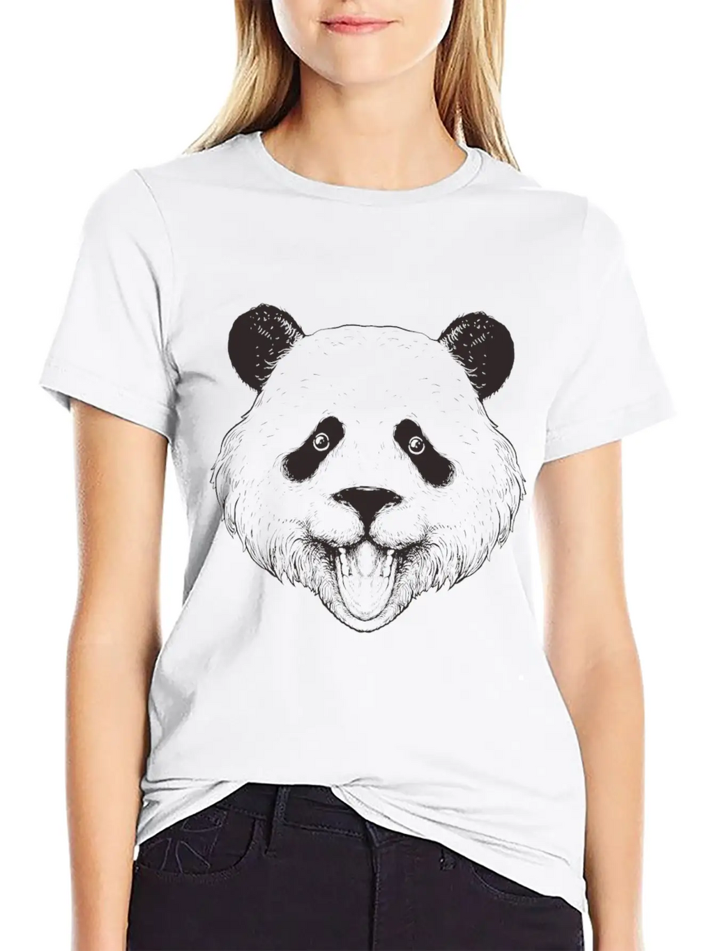 Panda Line Art Unisex Short Sleeve Soft Cotton T-Shirt – Casual Everyday Wear
