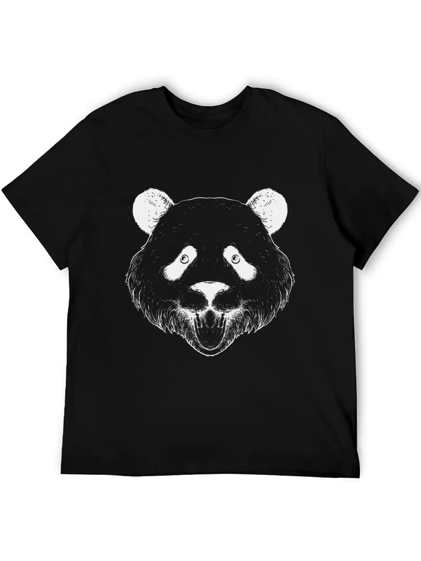 Panda Line Art Unisex Short Sleeve Soft Cotton T-Shirt – Casual Everyday Wear