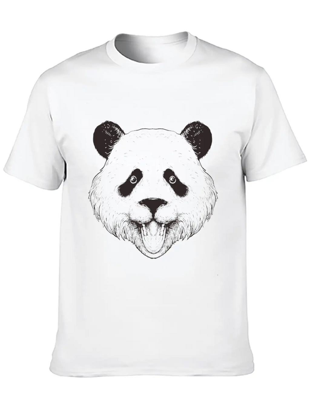 Panda Line Art Unisex Short Sleeve Soft Cotton T-Shirt – Casual Everyday Wear
