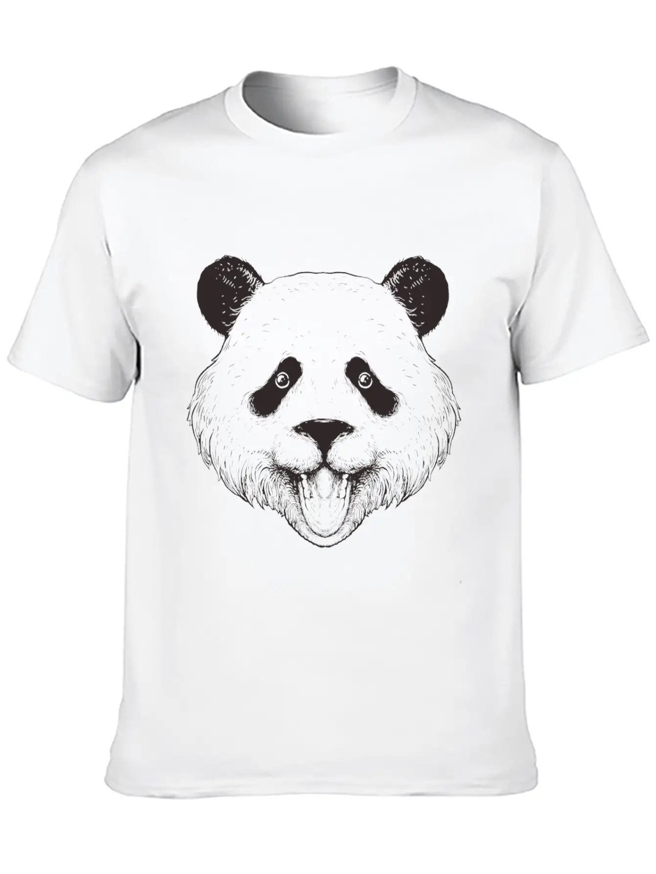 Panda Line Art Unisex Short Sleeve Soft Cotton T-Shirt – Casual Everyday Wear