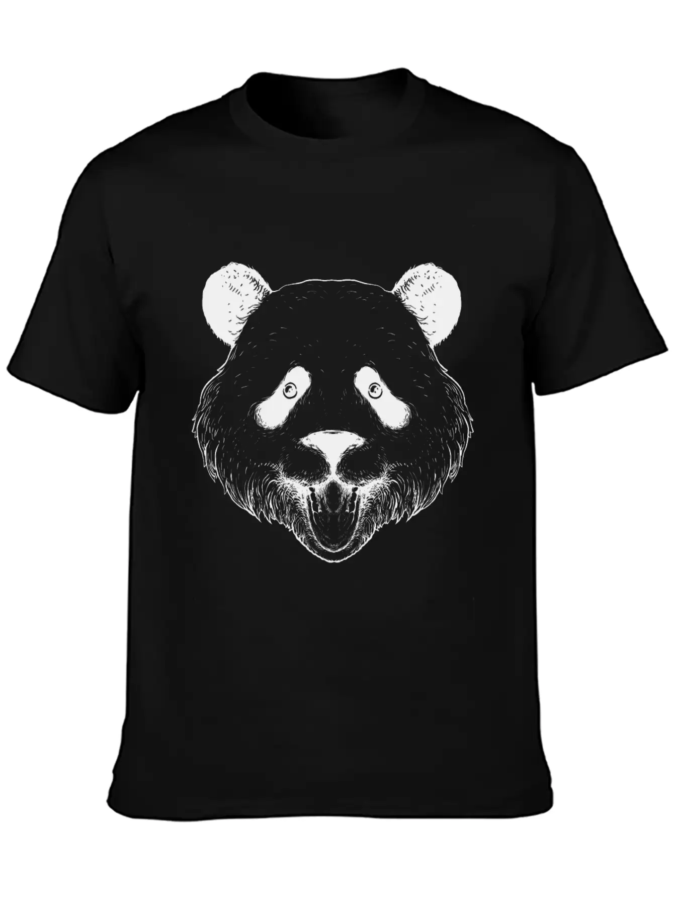 Panda Line Art Unisex Short Sleeve Soft Cotton T-Shirt – Casual Everyday Wear