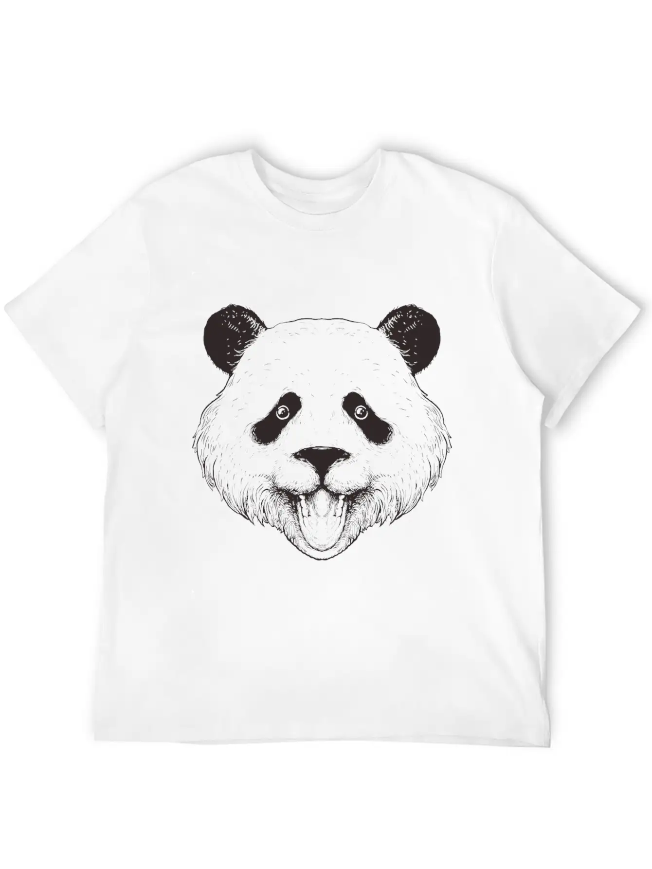 Panda Line Art Unisex Short Sleeve Soft Cotton T-Shirt – Casual Everyday Wear