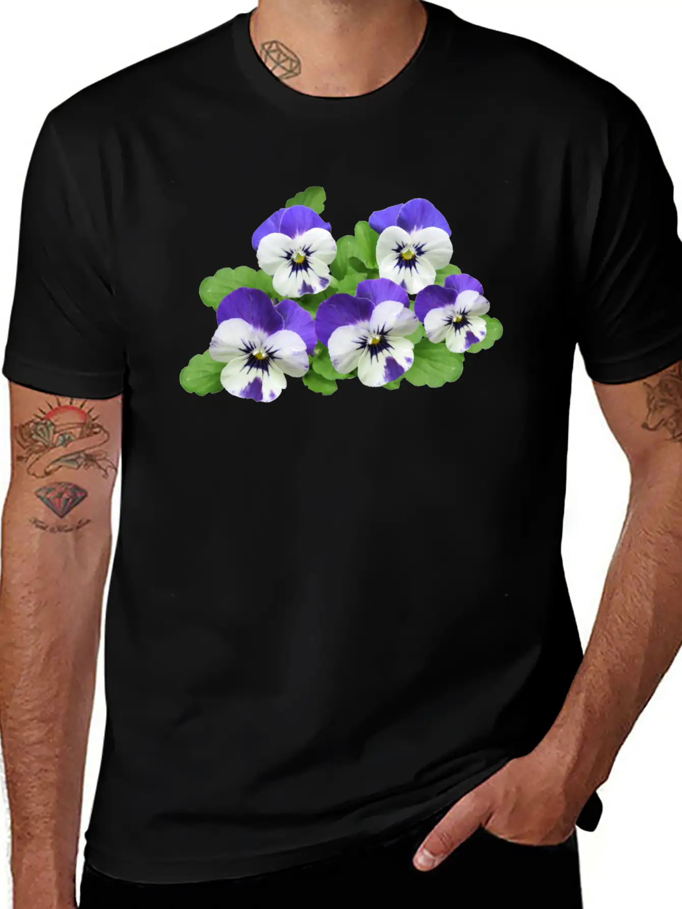 Pansy Stiefmuetterchen Blumen Flowers Garden Garte Stylish Everyday T-Shirt – Unisex Basic Cotton Tee