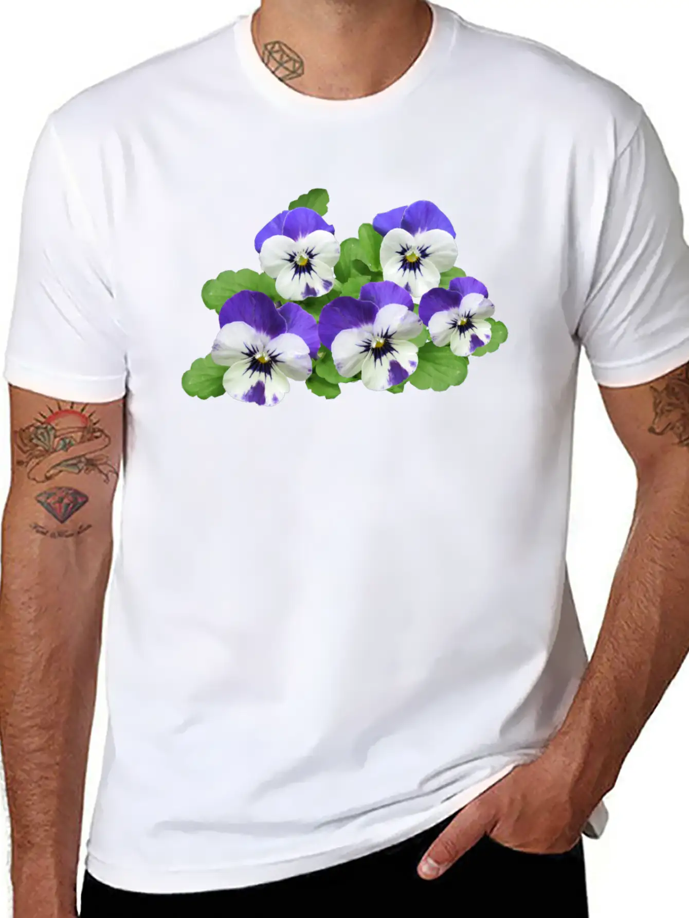 Pansy Stiefmuetterchen Blumen Flowers Garden Garte Stylish Everyday T-Shirt – Unisex Basic Cotton Tee