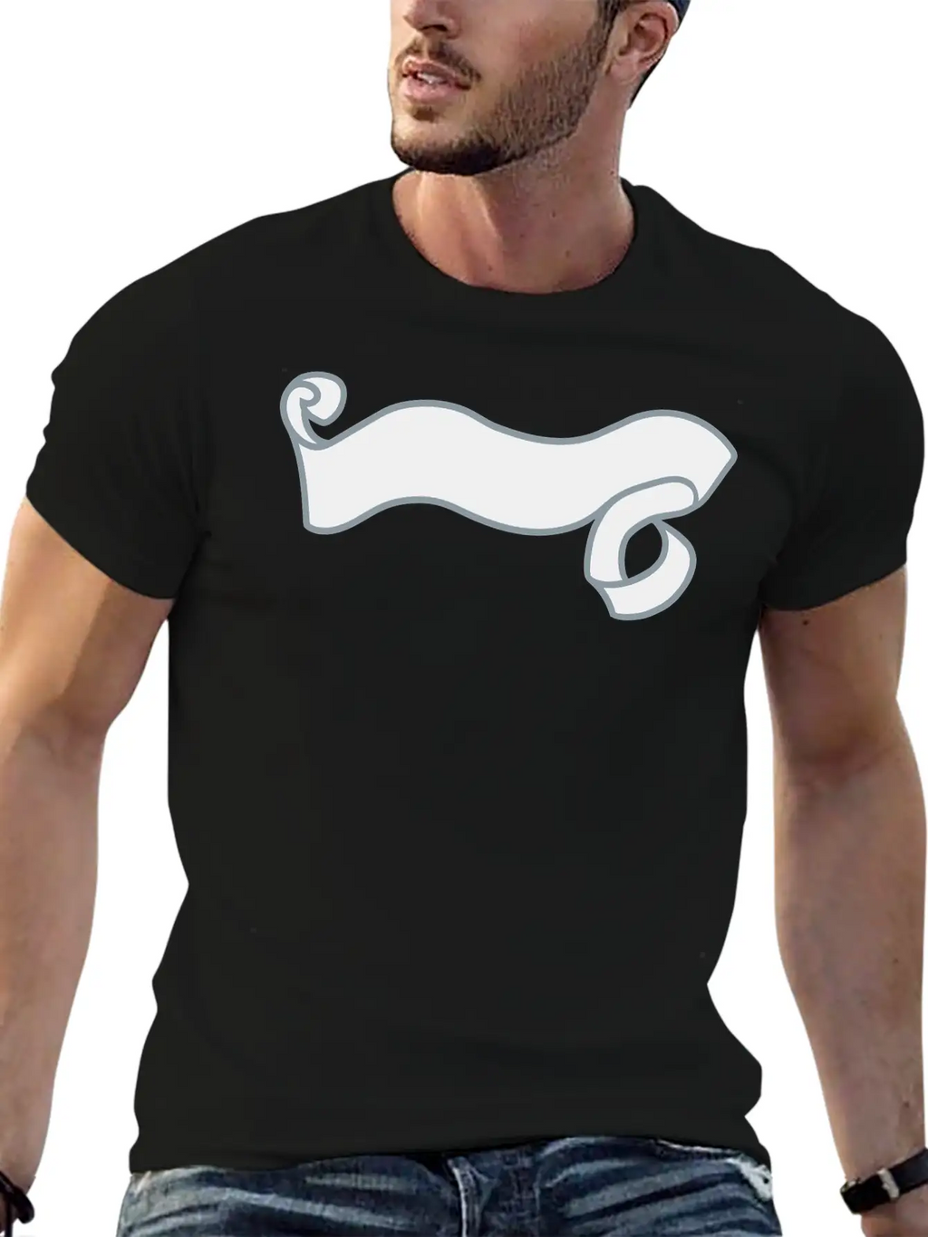 Paper Decorated Swirl Banner Design Logo Text Writ Unisex Casual T-Shirt – Clean Design For Daily Comfort