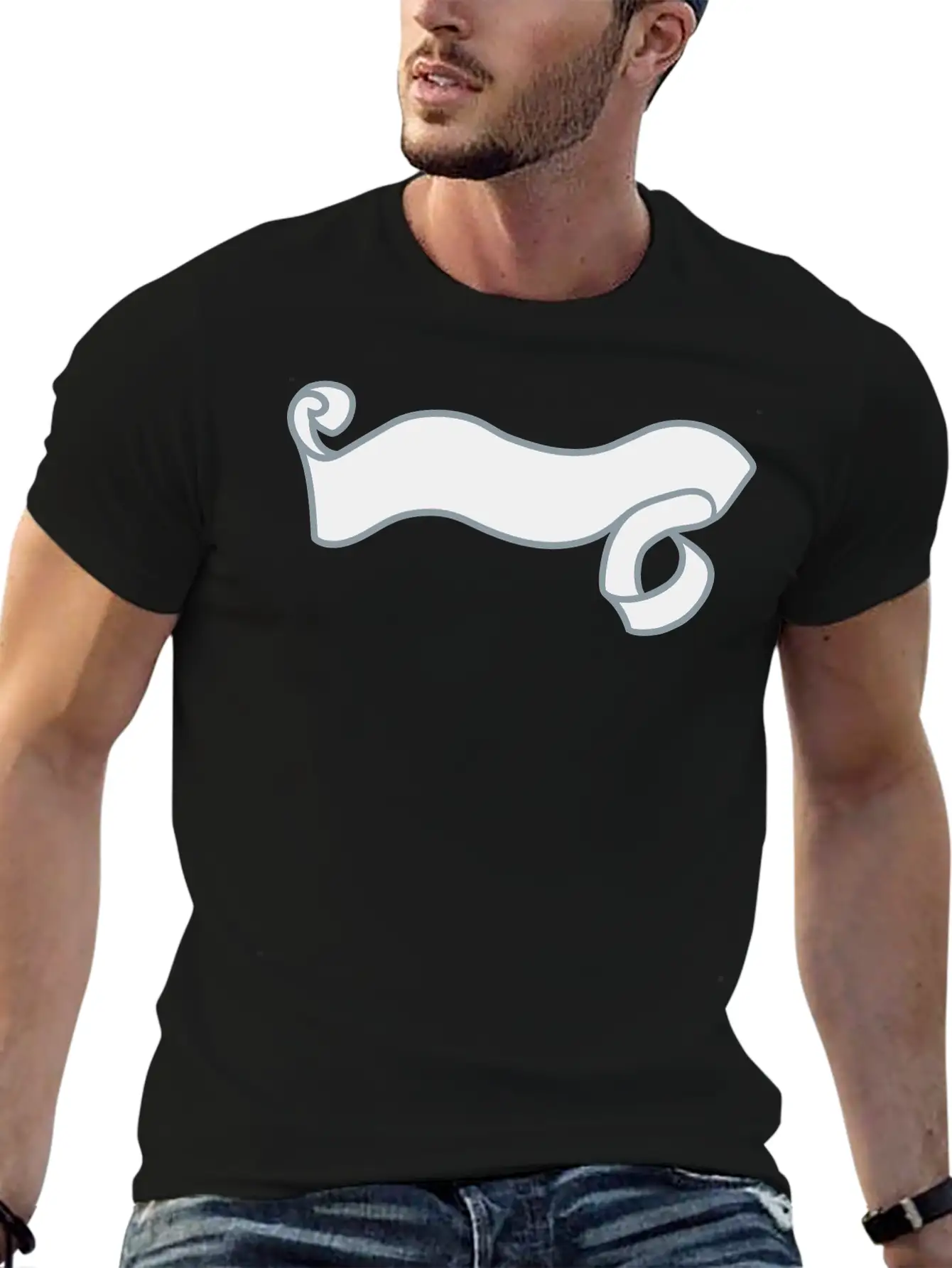 Paper Decorated Swirl Banner Design Logo Text Writ Unisex Casual T-Shirt – Clean Design For Daily Comfort