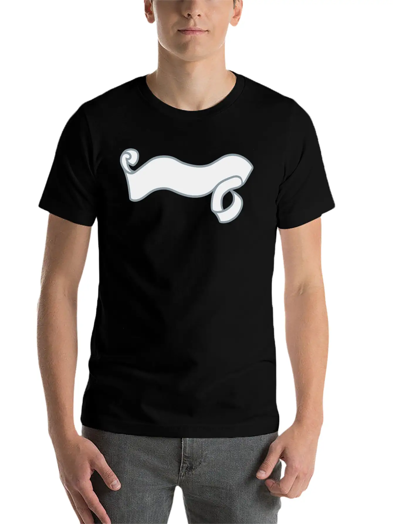 Paper Decorated Swirl Banner Design Logo Text Writ Unisex Casual T-Shirt – Clean Design For Daily Comfort