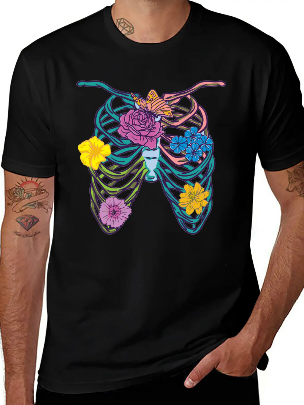 Pastel Goth Ribcage Essential Cotton Tee For Daily Outfits – Unisex Style