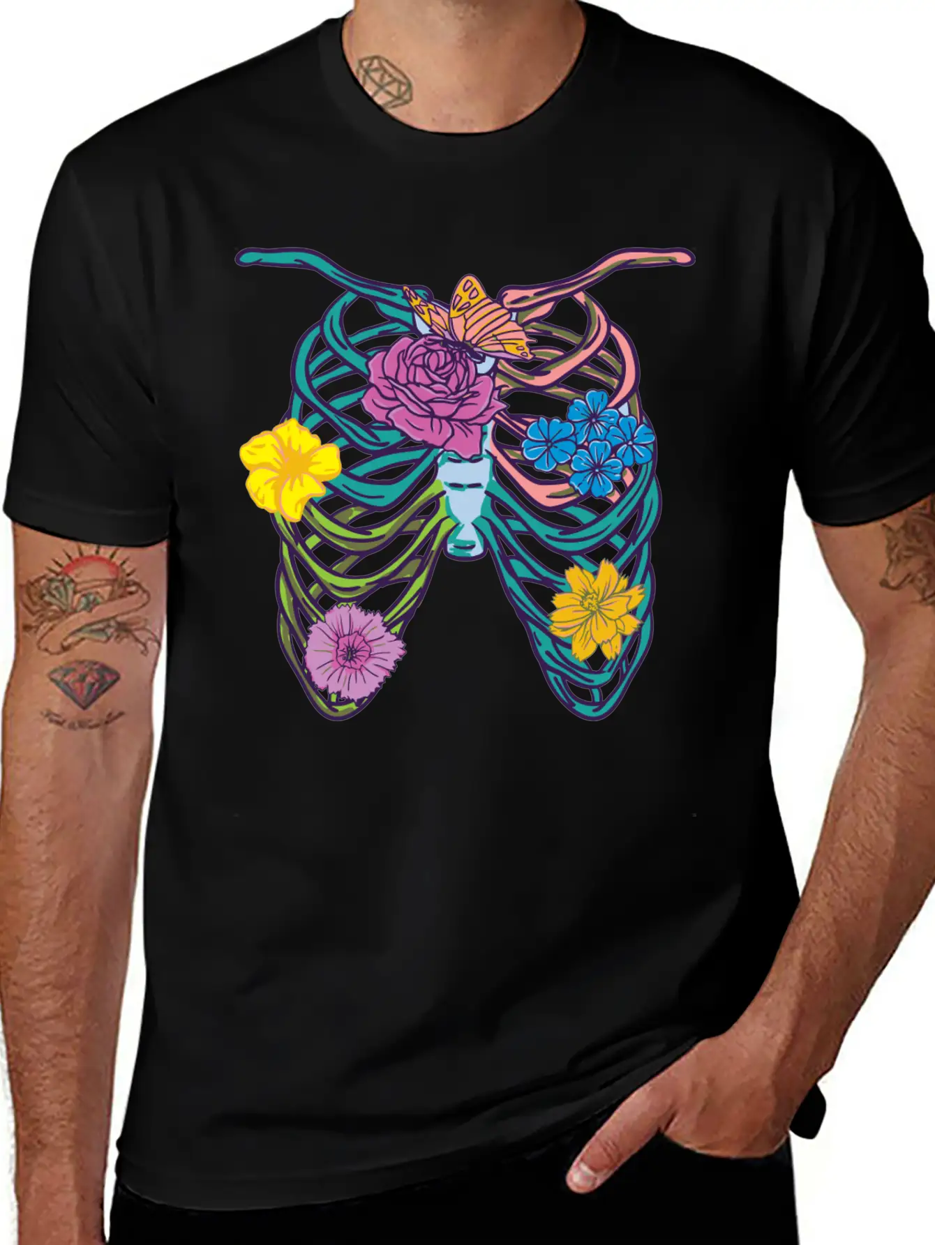 Pastel Goth Ribcage Essential Cotton Tee For Daily Outfits – Unisex Style