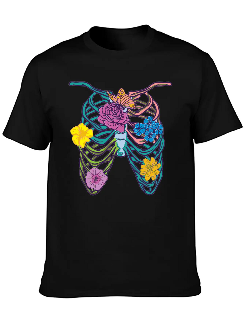 Pastel Goth Ribcage Essential Cotton Tee For Daily Outfits – Unisex Style