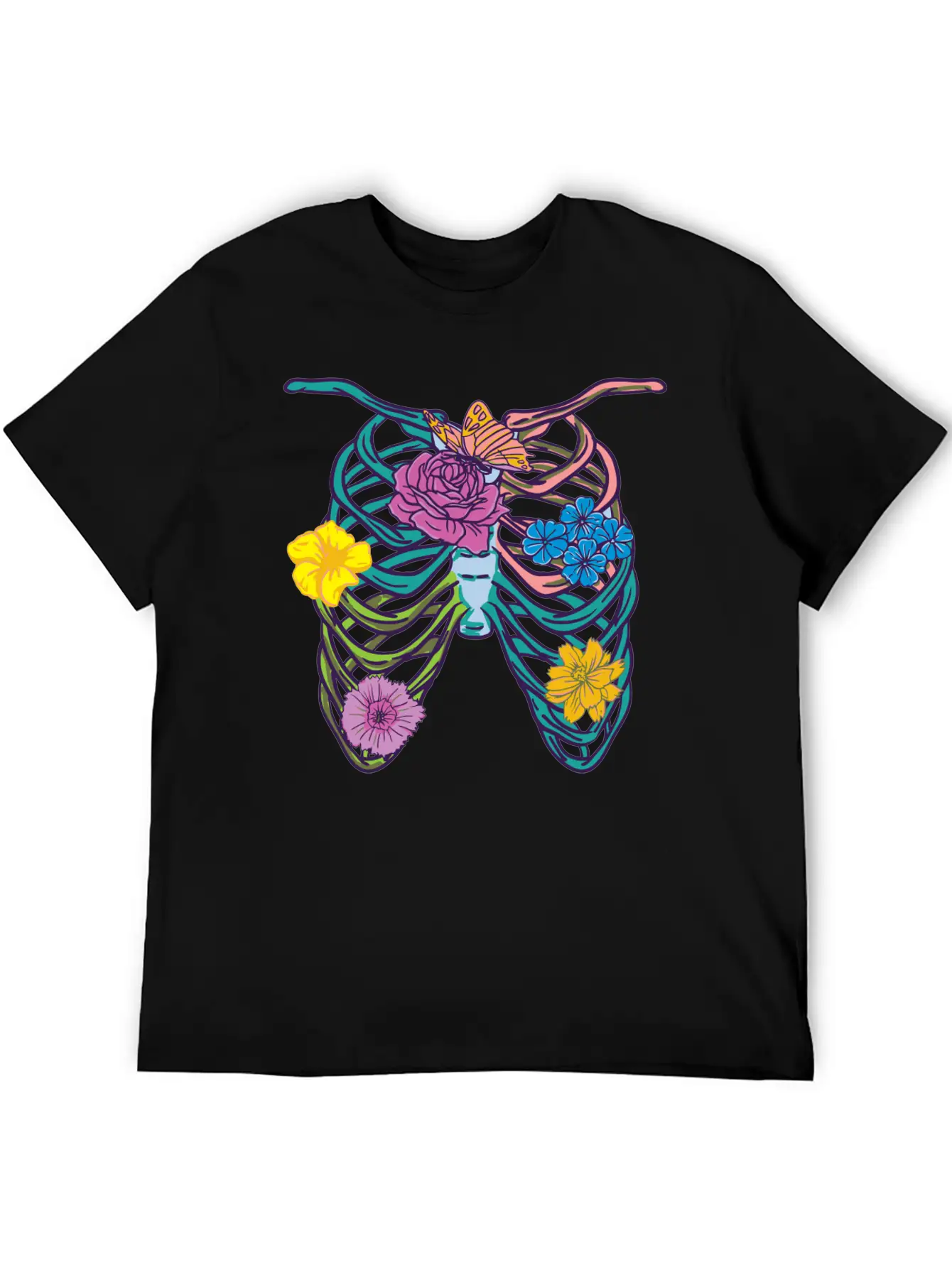 Pastel Goth Ribcage Essential Cotton Tee For Daily Outfits – Unisex Style