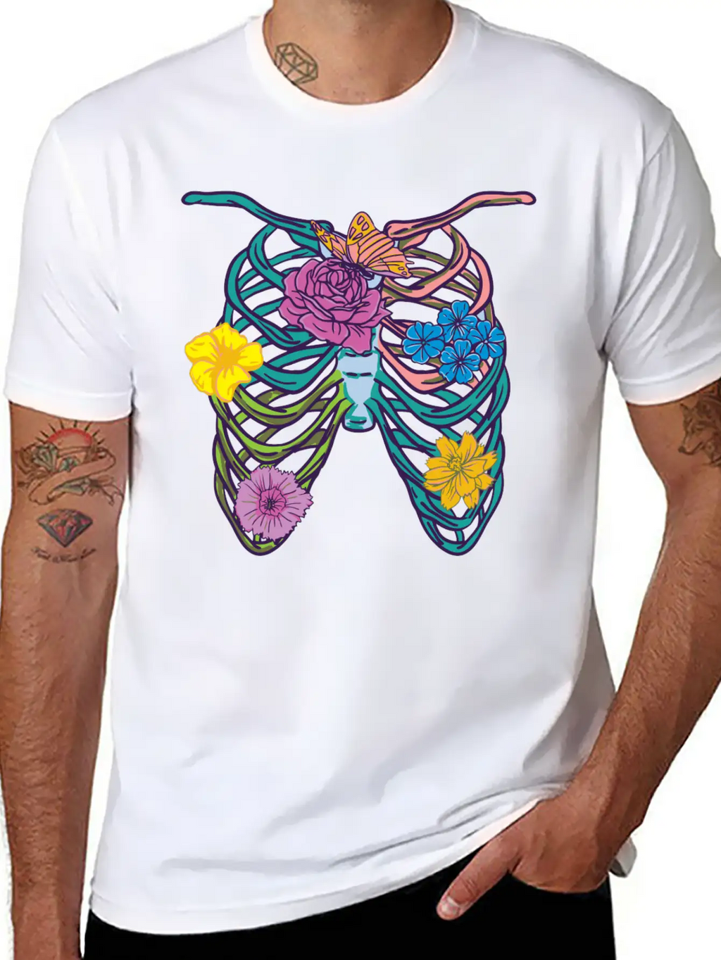 Pastel Goth Ribcage Essential Cotton Tee For Daily Outfits – Unisex Style