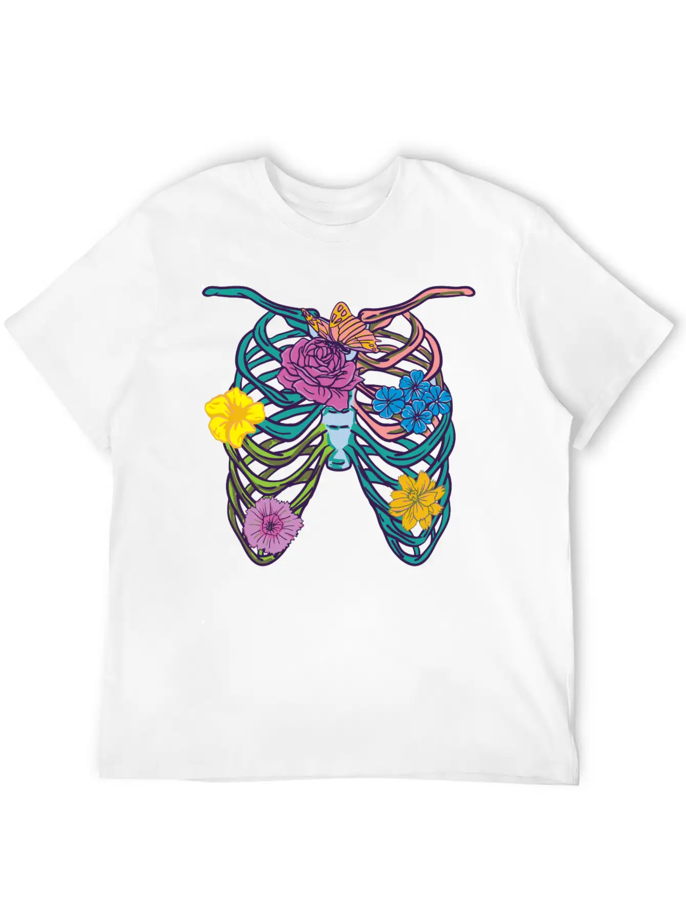 Pastel Goth Ribcage Essential Cotton Tee For Daily Outfits – Unisex Style