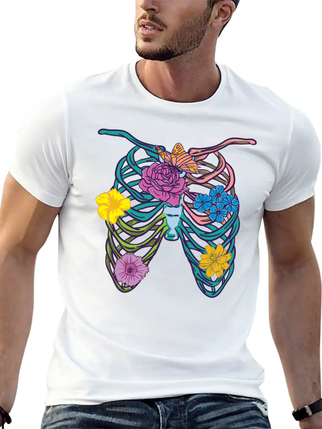 Pastel Goth Ribcage Essential Cotton Tee For Daily Outfits – Unisex Style