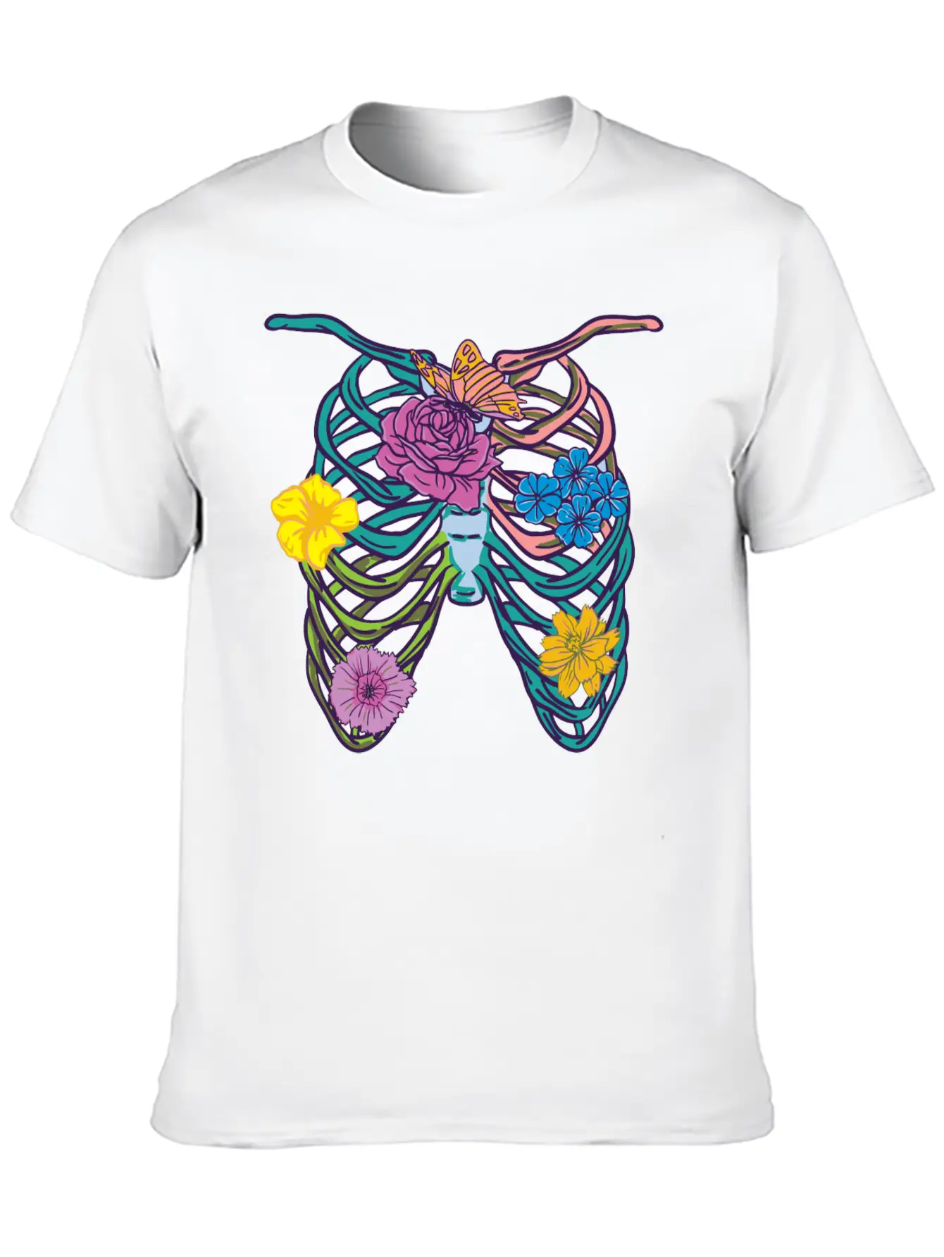 Pastel Goth Ribcage Essential Cotton Tee For Daily Outfits – Unisex Style
