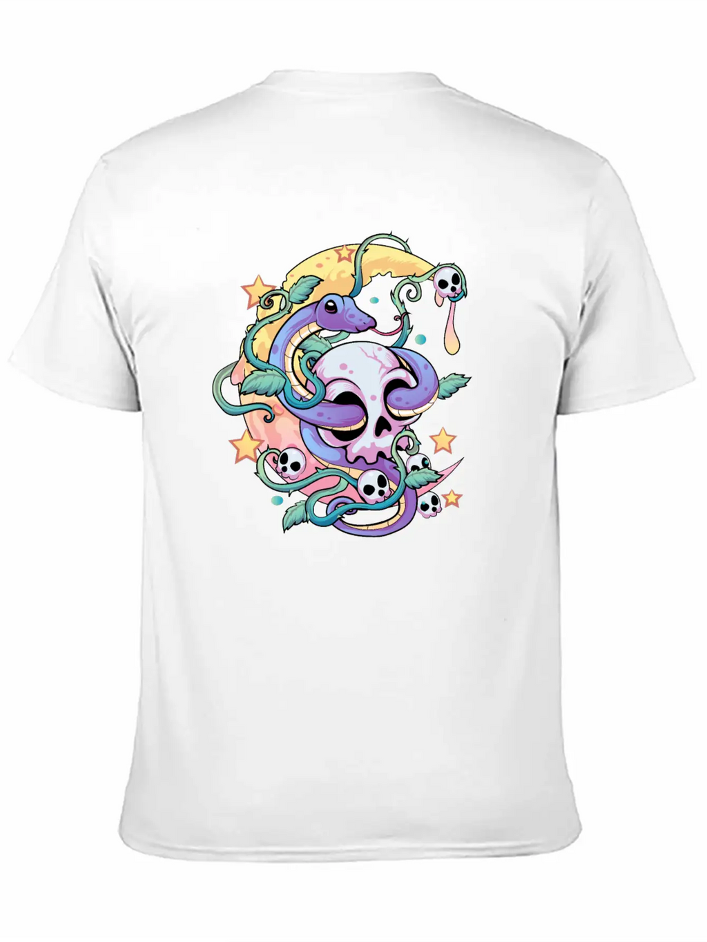 Pastel Goth Snake Skull Breathable Soft Cotton T-Shirt – Timeless Casual Look