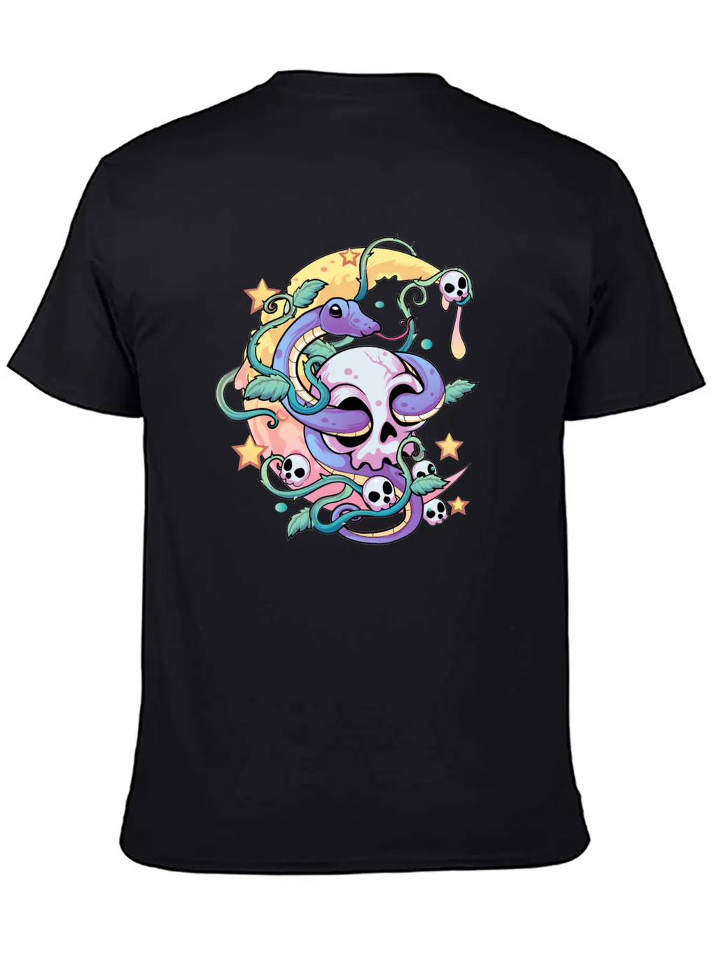 Pastel Goth Snake Skull Breathable Soft Cotton T-Shirt – Timeless Casual Look